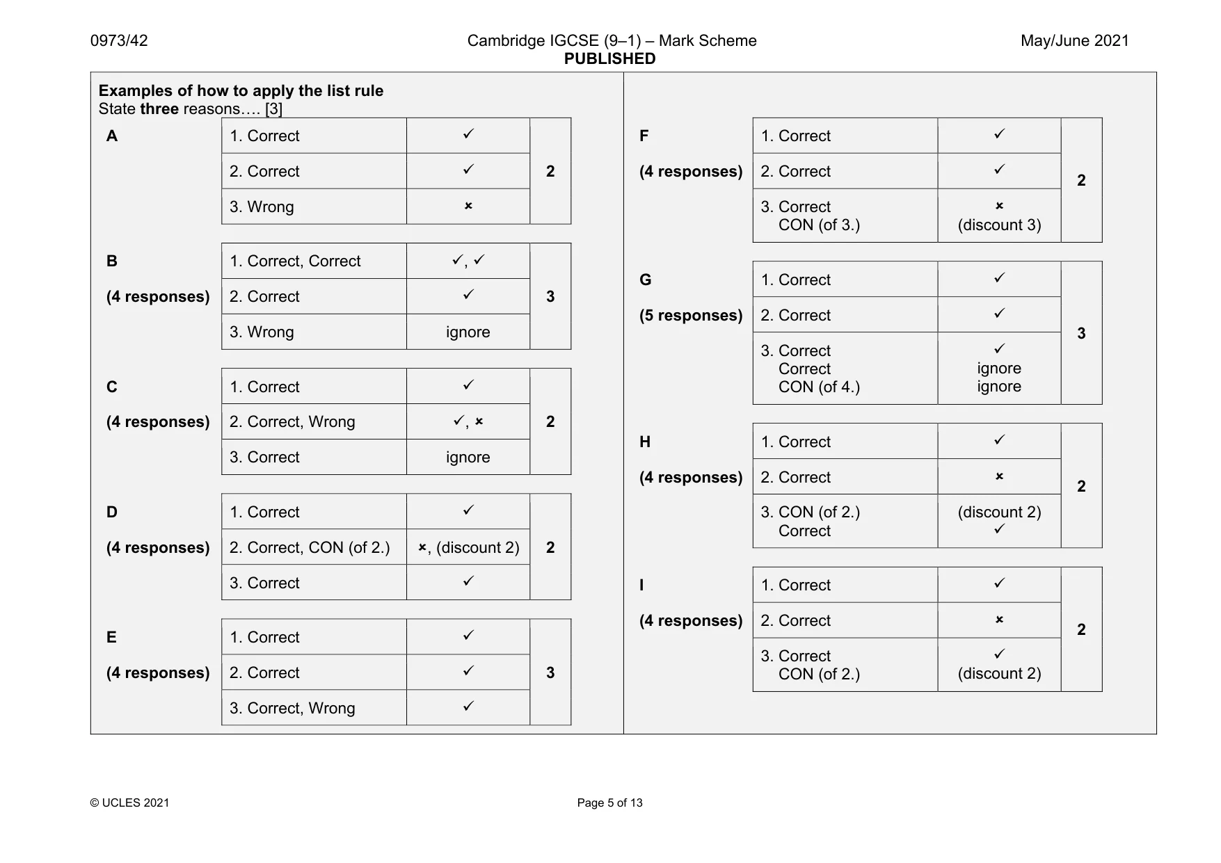 Mark scheme, page 5 of 13