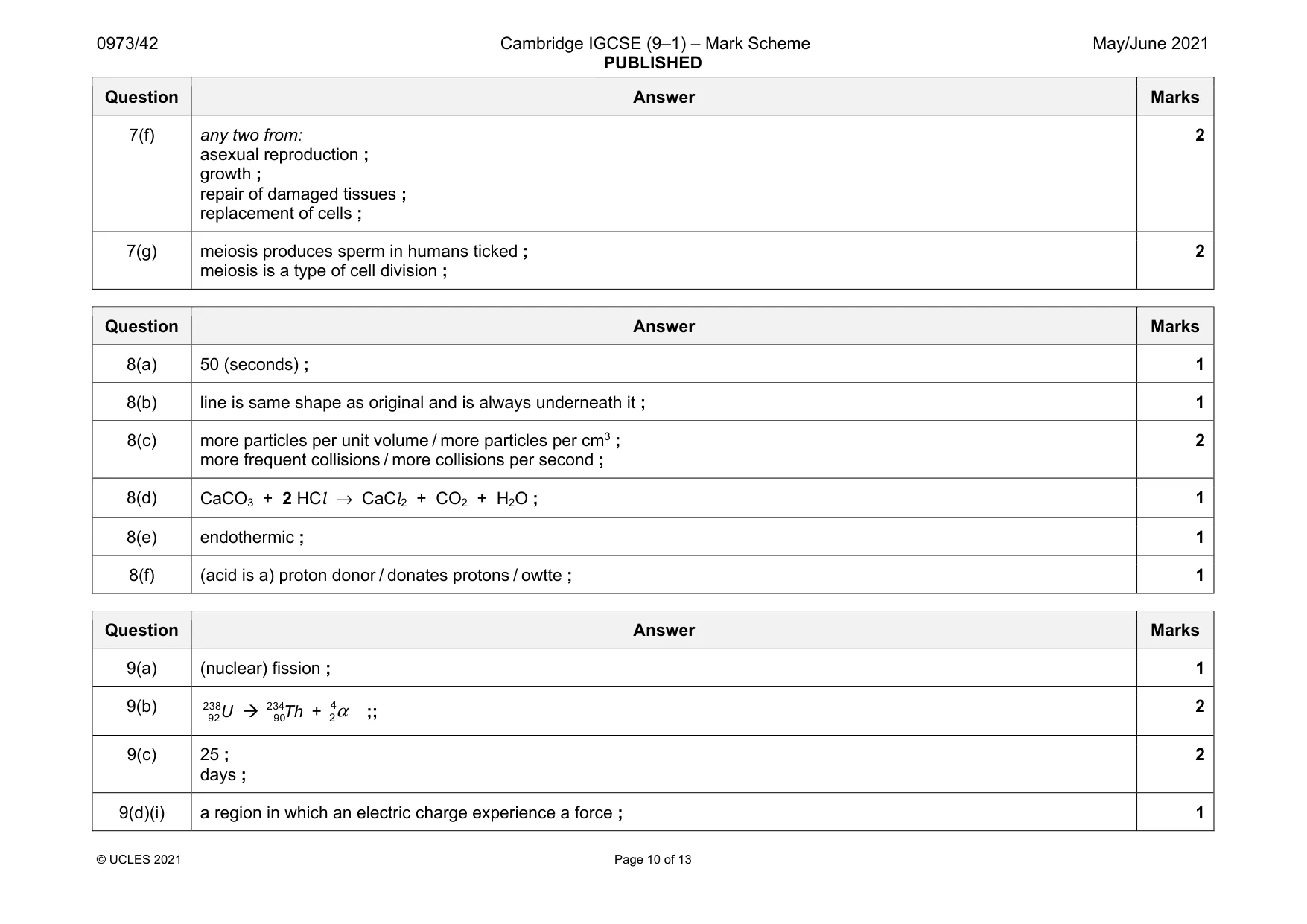 Mark scheme, page 10 of 13