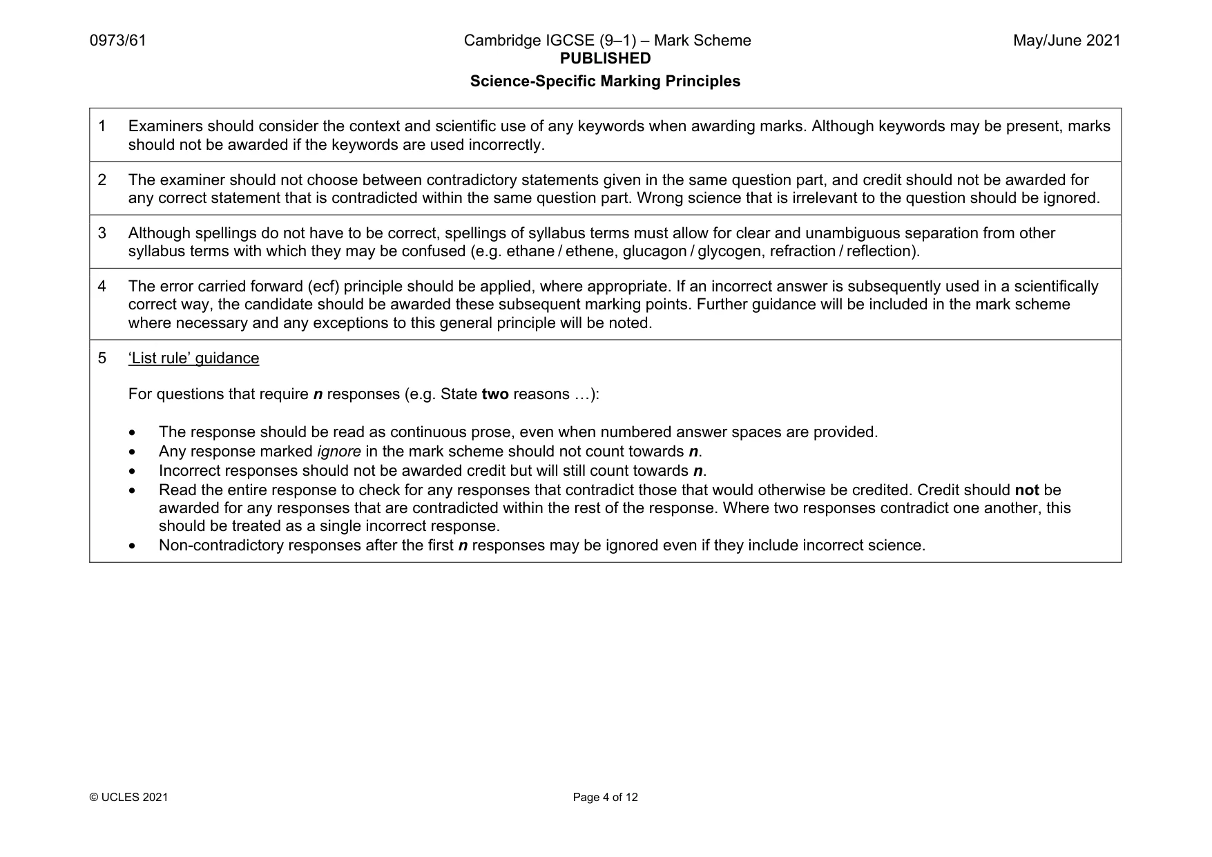 Mark scheme, page 4 of 12