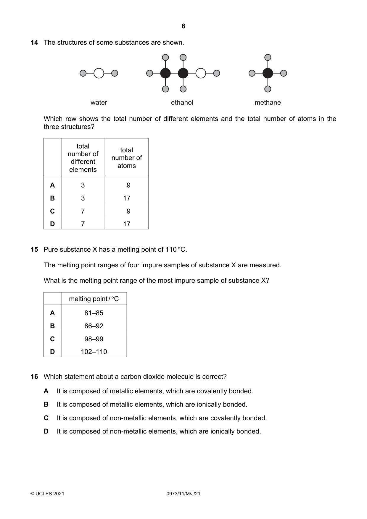 Cambridge IGCSE Sciences - Co-ordinated (9-1) 0973 2021 May/June Paper 1 · Variant 1 question paper, page 6 of 20