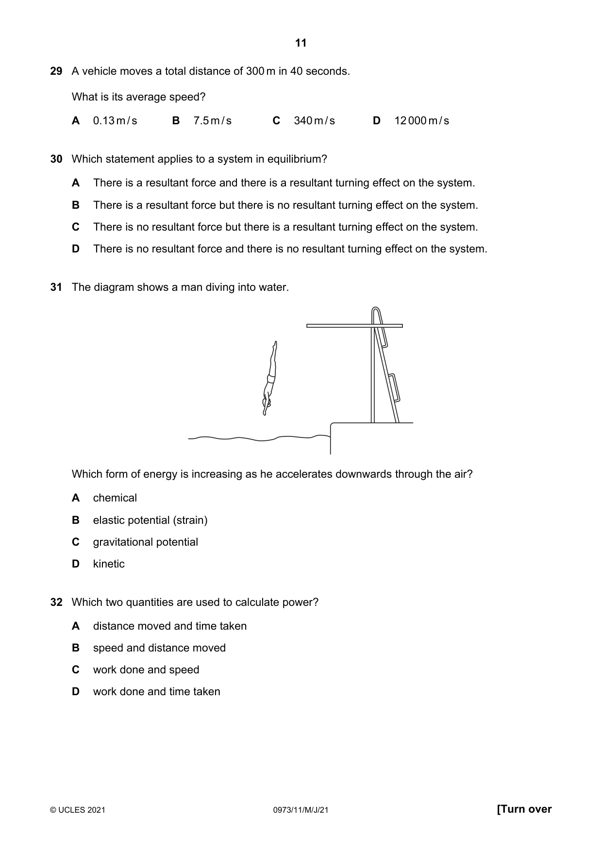 Cambridge IGCSE Sciences - Co-ordinated (9-1) 0973 2021 May/June Paper 1 · Variant 1 question paper, page 11 of 20