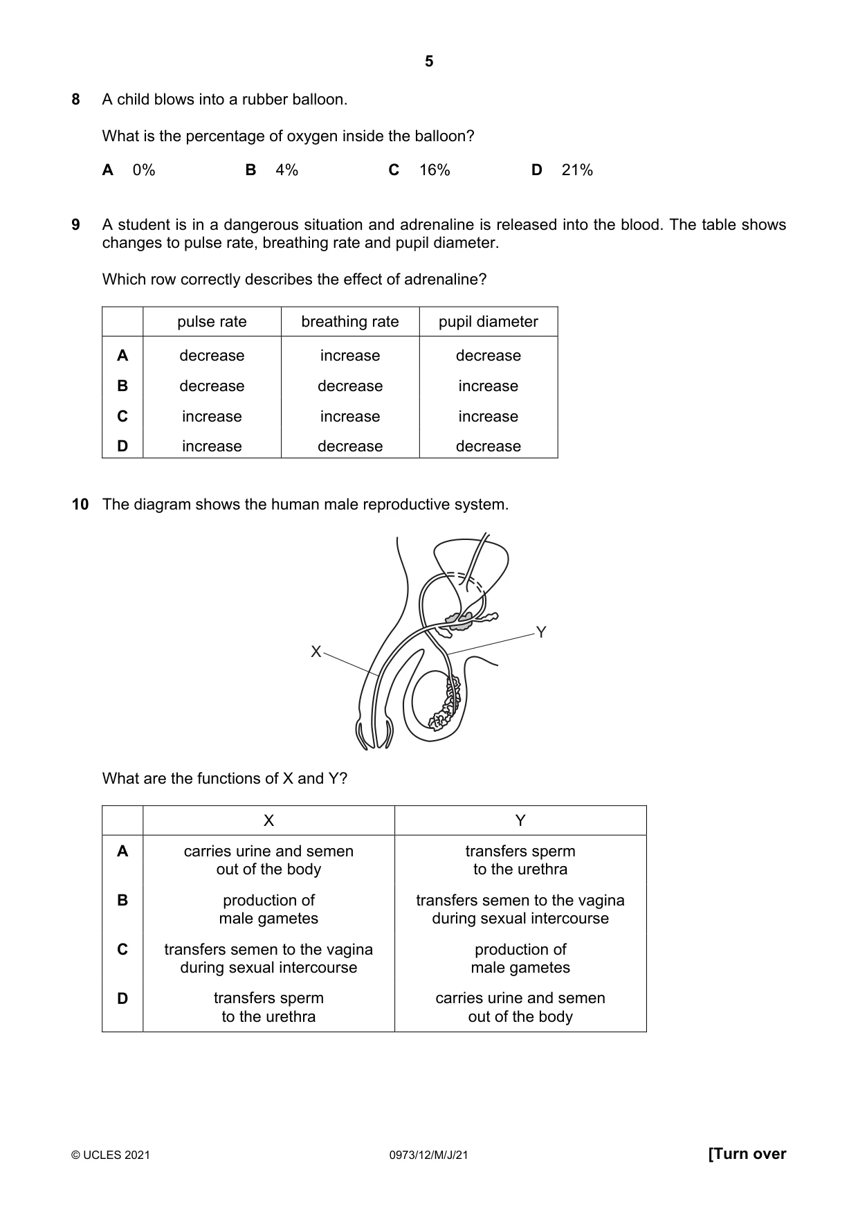 Cambridge IGCSE Sciences - Co-ordinated (9-1) 0973 2021 May/June Paper 1 · Variant 2 question paper, page 5 of 16