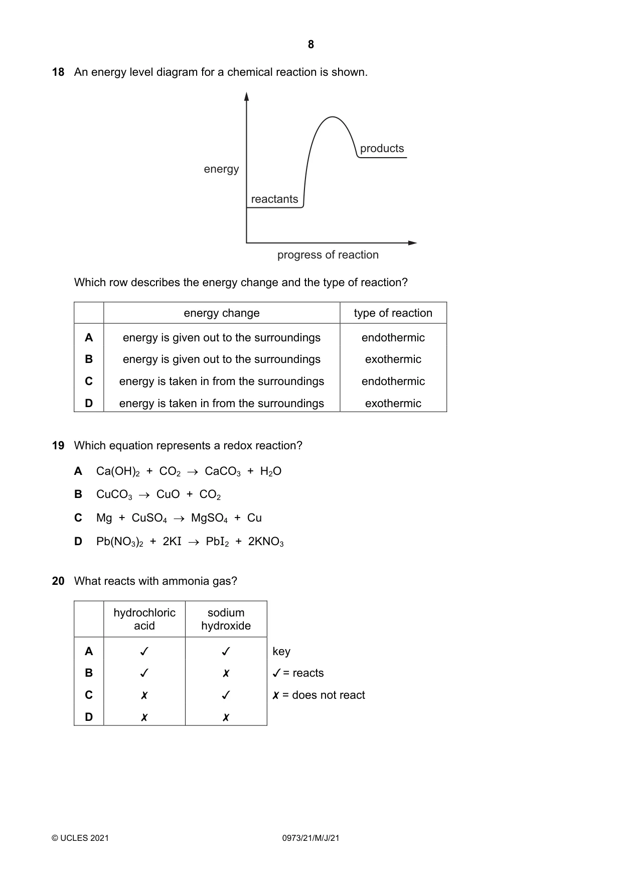 Cambridge IGCSE Sciences - Co-ordinated (9-1) 0973 2021 May/June Paper 2 · Variant 1 question paper, page 8 of 16