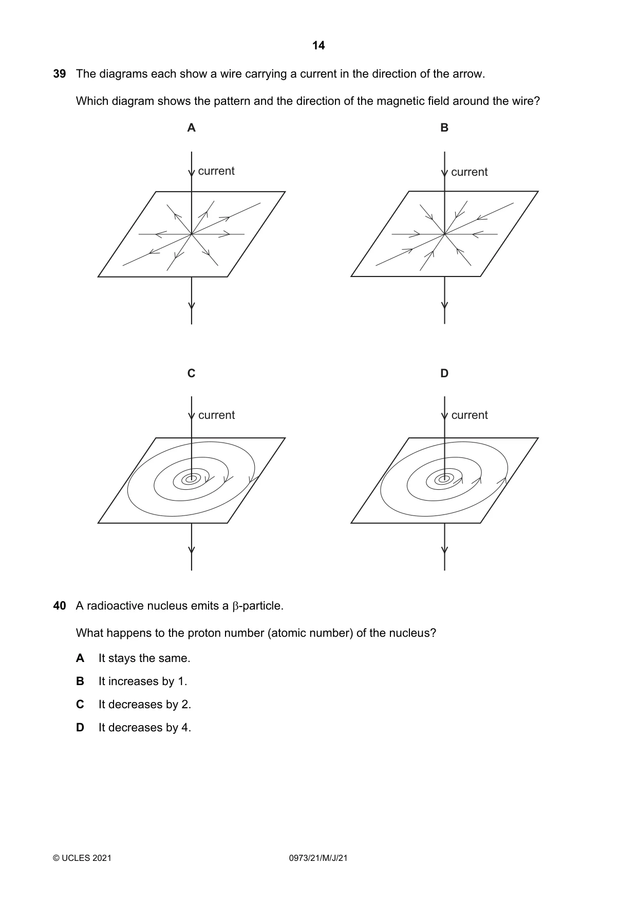 Cambridge IGCSE Sciences - Co-ordinated (9-1) 0973 2021 May/June Paper 2 · Variant 1 question paper, page 14 of 16