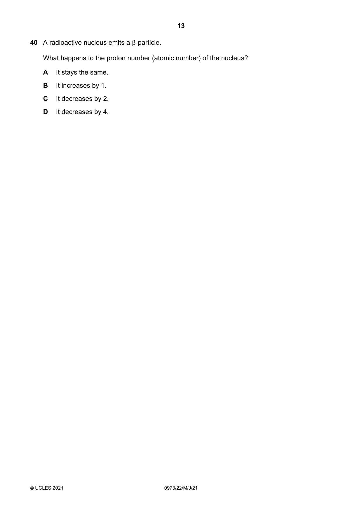 Cambridge IGCSE Sciences - Co-ordinated (9-1) 0973 2021 May/June Paper 2 · Variant 2 question paper, page 13 of 16