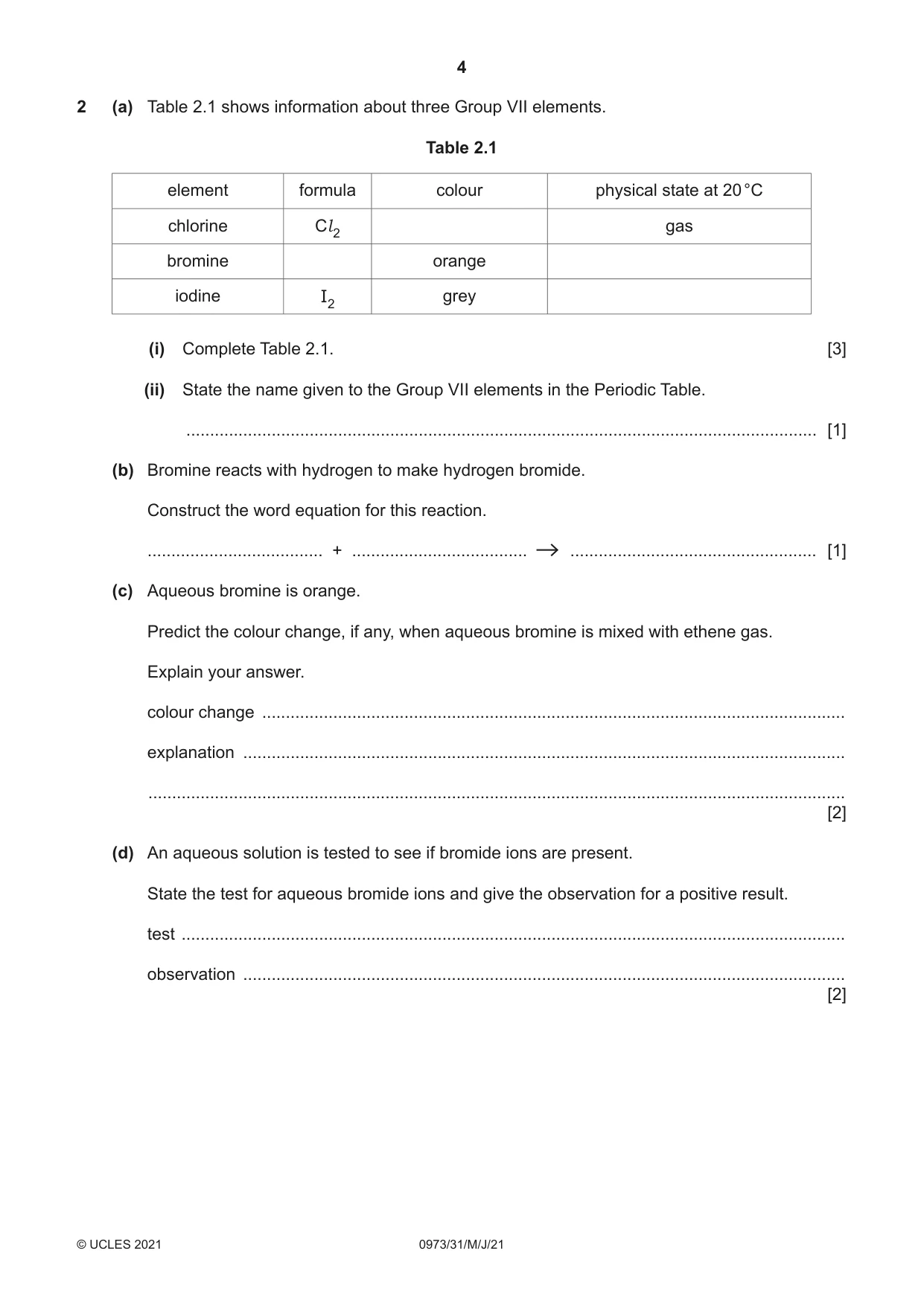 Cambridge IGCSE Sciences - Co-ordinated (9-1) 0973 2021 May/June Paper 3 · Variant 1 question paper, page 4 of 28