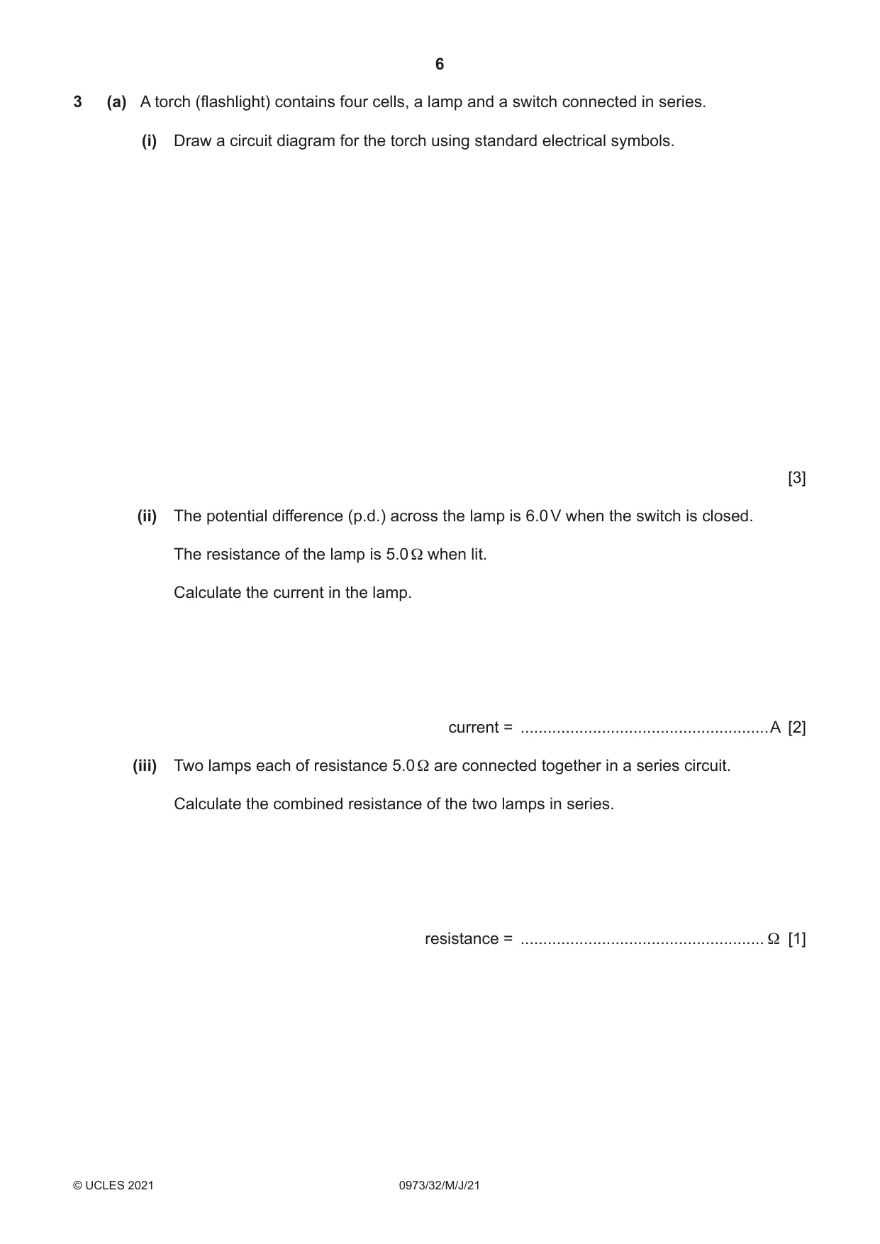 Cambridge IGCSE Sciences - Co-ordinated (9-1) 0973 2021 May/June Paper 3 · Variant 2 question paper, page 6 of 28