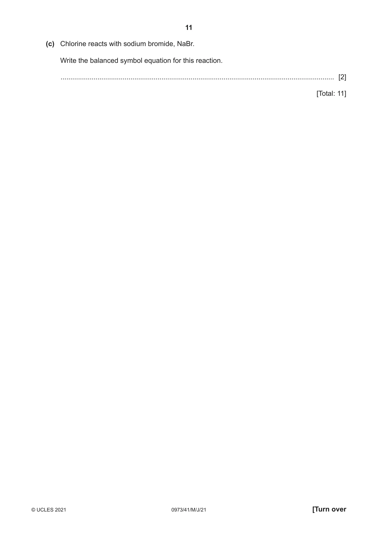 Cambridge IGCSE Sciences - Co-ordinated (9-1) 0973 2021 May/June Paper 4 · Variant 1 question paper, page 11 of 28
