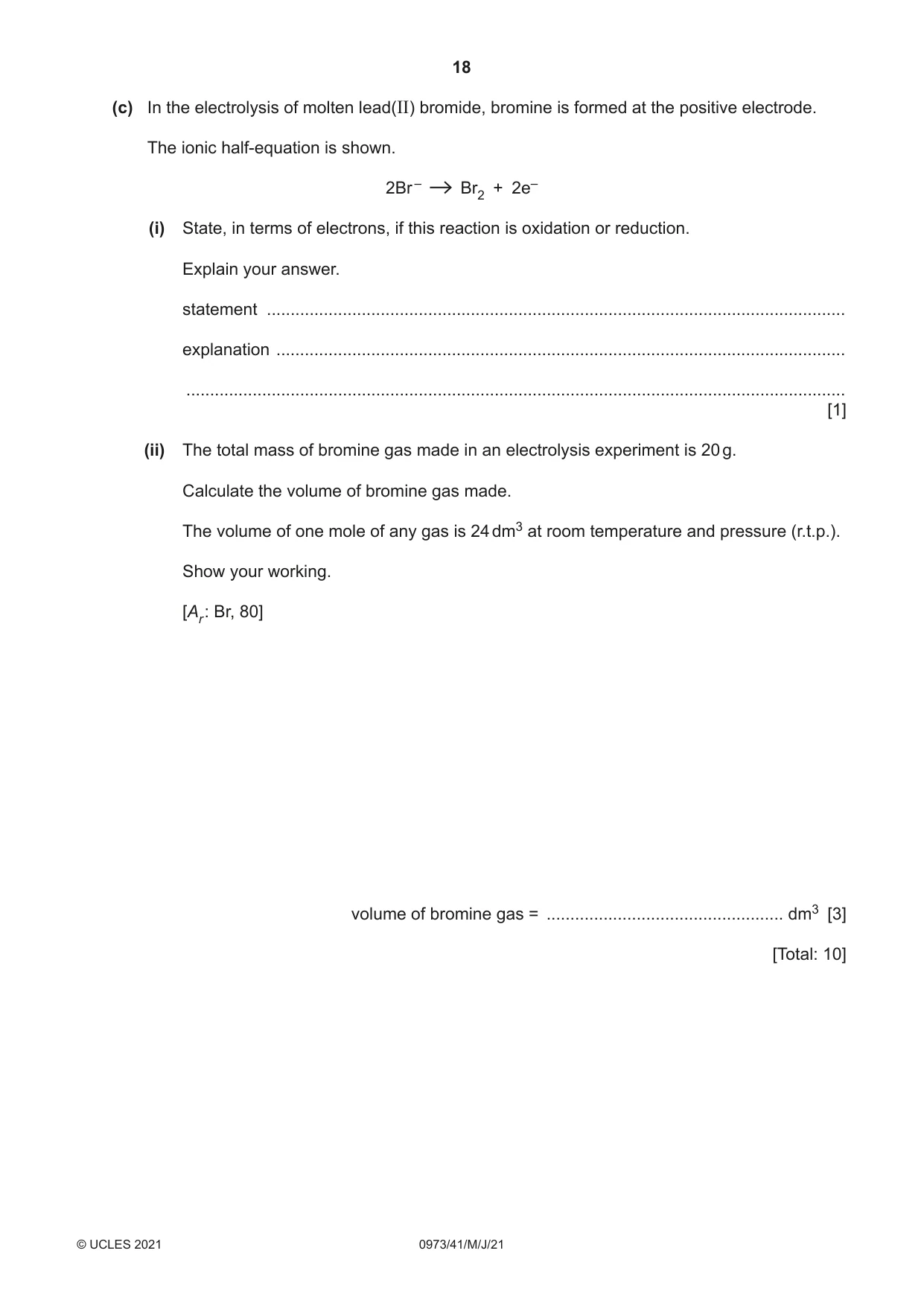 Cambridge IGCSE Sciences - Co-ordinated (9-1) 0973 2021 May/June Paper 4 · Variant 1 question paper, page 18 of 28