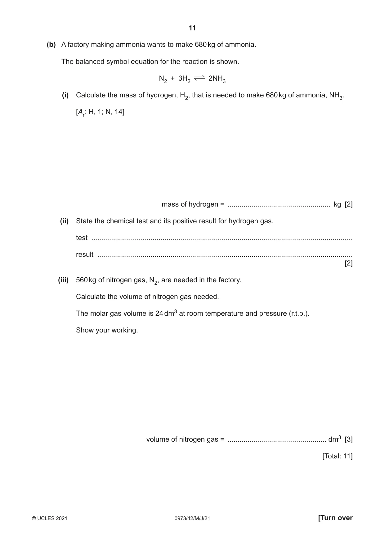 Cambridge IGCSE Sciences - Co-ordinated (9-1) 0973 2021 May/June Paper 4 · Variant 2 question paper, page 11 of 28