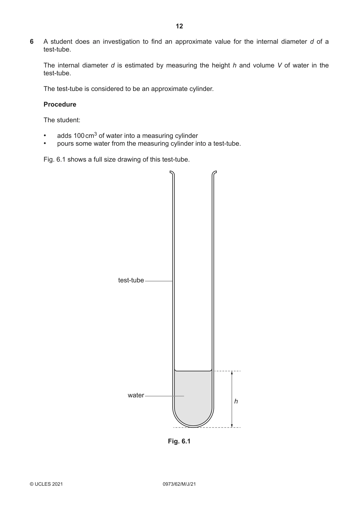 Cambridge IGCSE Sciences - Co-ordinated (9-1) 0973 2021 May/June Paper 6 · Variant 2 question paper, page 12 of 20