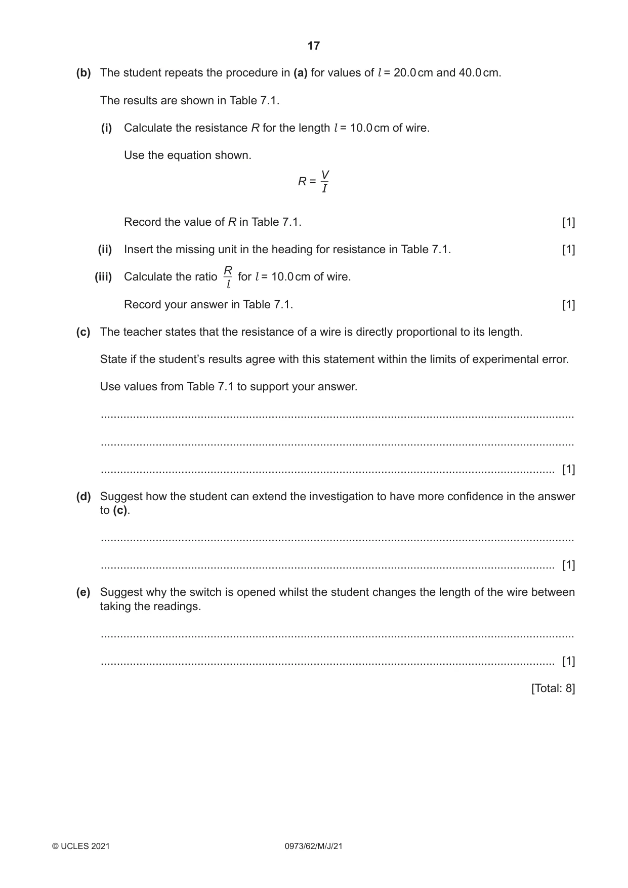 Cambridge IGCSE Sciences - Co-ordinated (9-1) 0973 2021 May/June Paper 6 · Variant 2 question paper, page 17 of 20