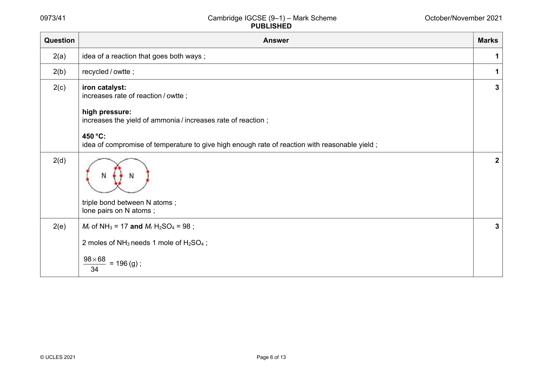 Mark scheme, page 6 of 13