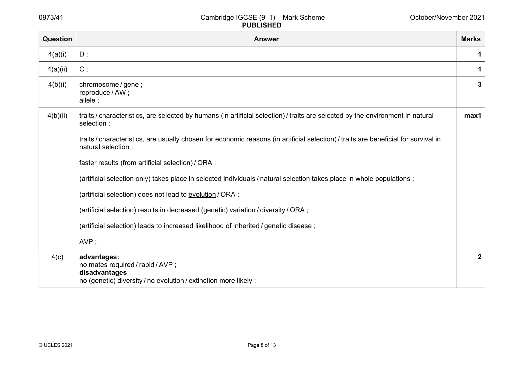 Mark scheme, page 8 of 13