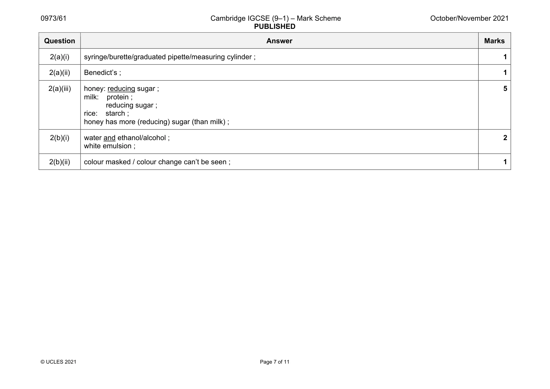 Mark scheme, page 7 of 11