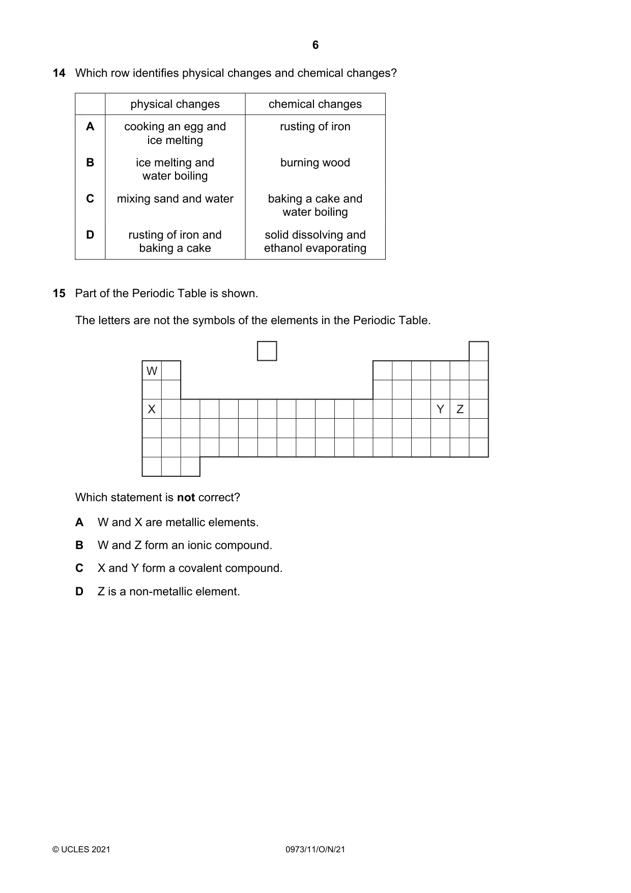 Cambridge IGCSE Sciences - Co-ordinated (9-1) 0973 2021 Oct/Nov Paper 1 · Variant 1 question paper, page 6 of 16