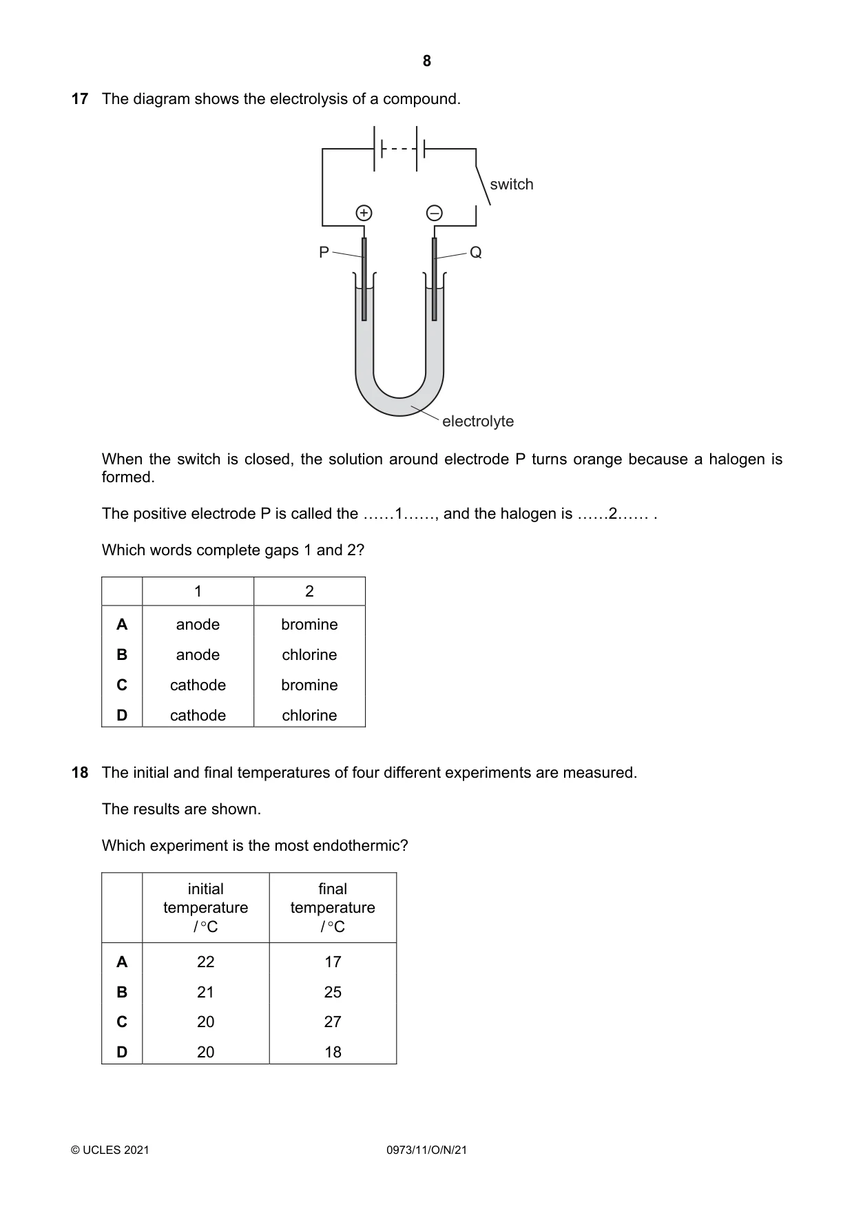 Cambridge IGCSE Sciences - Co-ordinated (9-1) 0973 2021 Oct/Nov Paper 1 · Variant 1 question paper, page 8 of 16