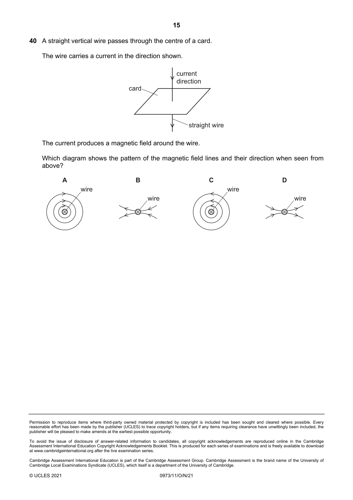 Cambridge IGCSE Sciences - Co-ordinated (9-1) 0973 2021 Oct/Nov Paper 1 · Variant 1 question paper, page 15 of 16