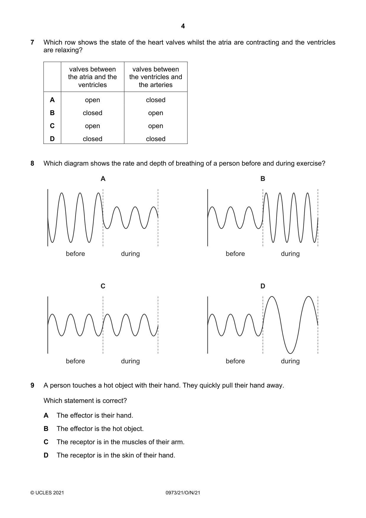 Cambridge IGCSE Sciences - Co-ordinated (9-1) 0973 2021 Oct/Nov Paper 2 · Variant 1 question paper, page 4 of 16