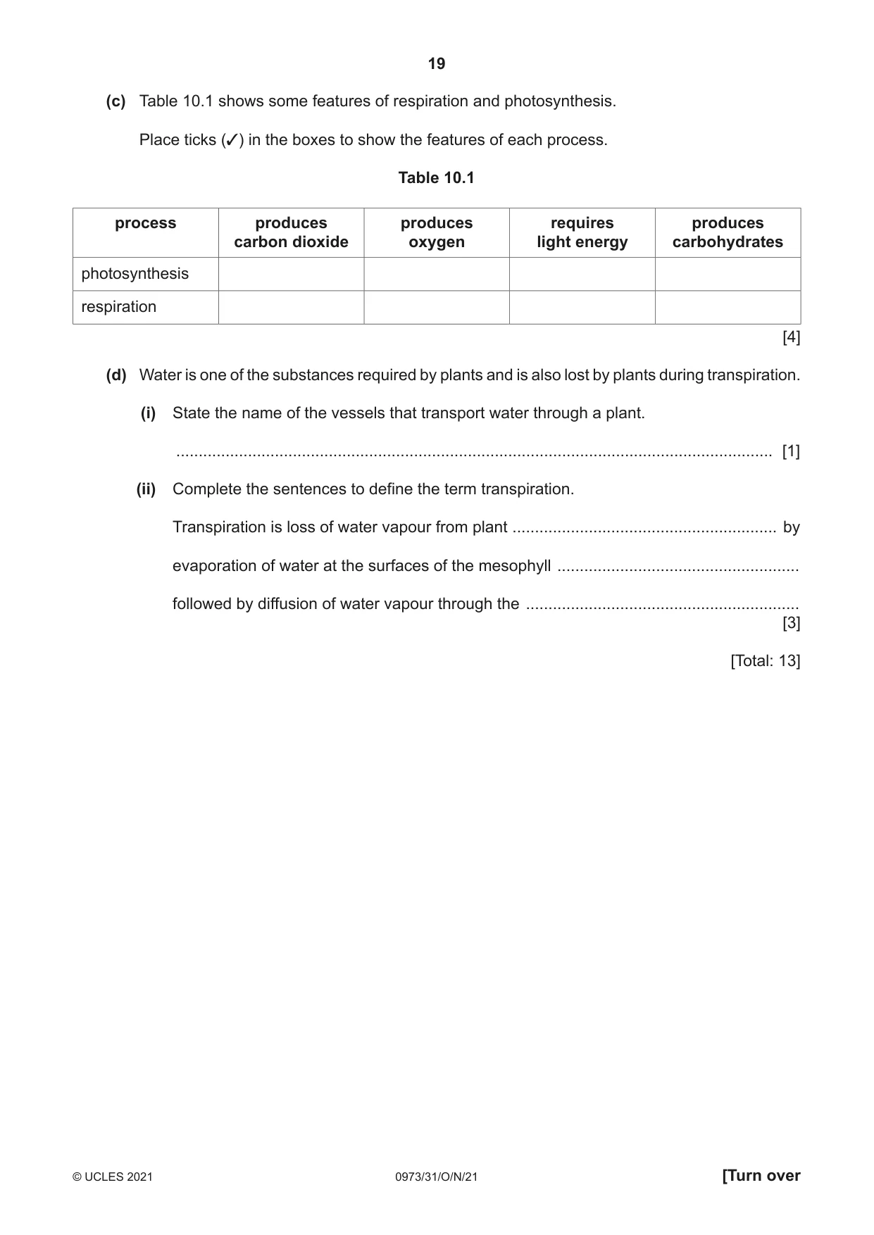 Cambridge IGCSE Sciences - Co-ordinated (9-1) 0973 2021 Oct/Nov Paper 3 · Variant 1 question paper, page 19 of 24