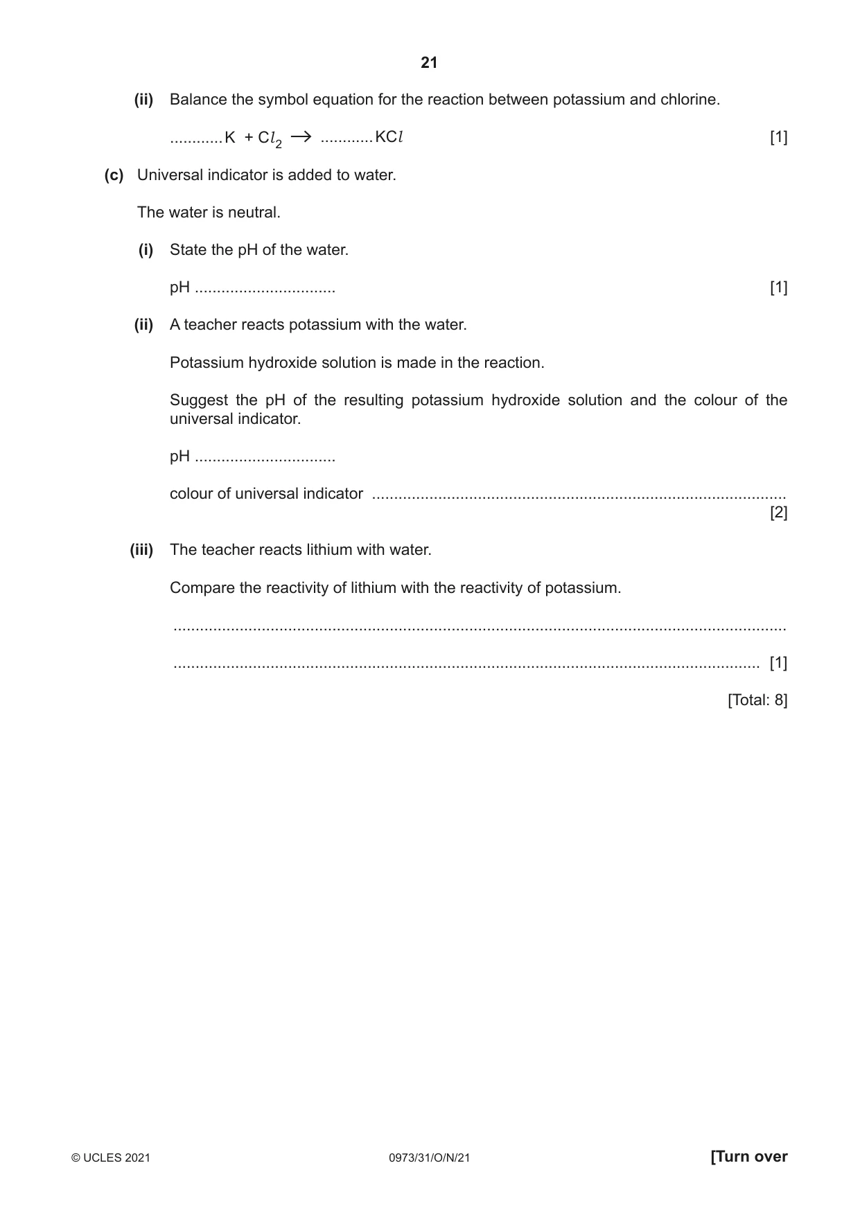 Cambridge IGCSE Sciences - Co-ordinated (9-1) 0973 2021 Oct/Nov Paper 3 · Variant 1 question paper, page 21 of 24