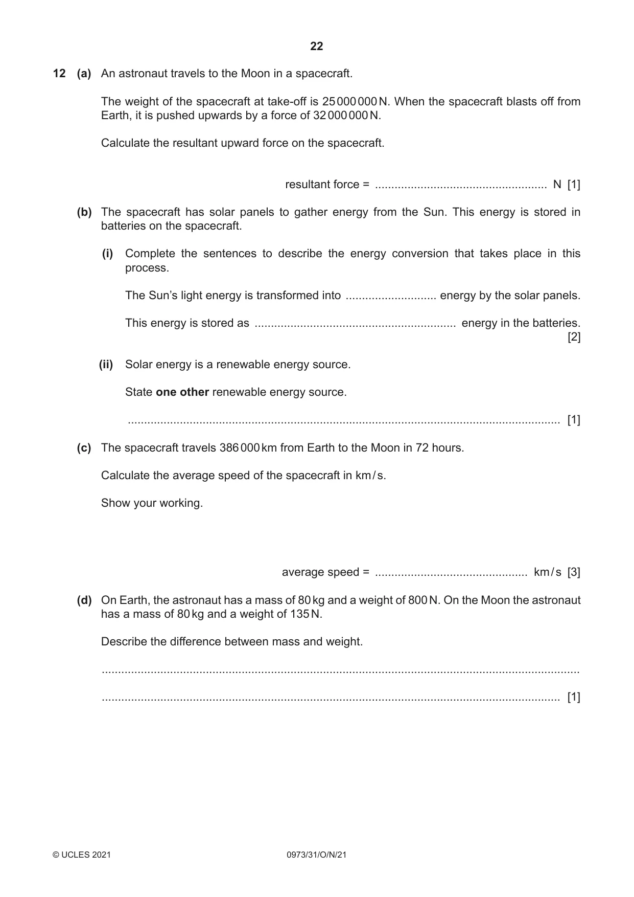 Cambridge IGCSE Sciences - Co-ordinated (9-1) 0973 2021 Oct/Nov Paper 3 · Variant 1 question paper, page 22 of 24