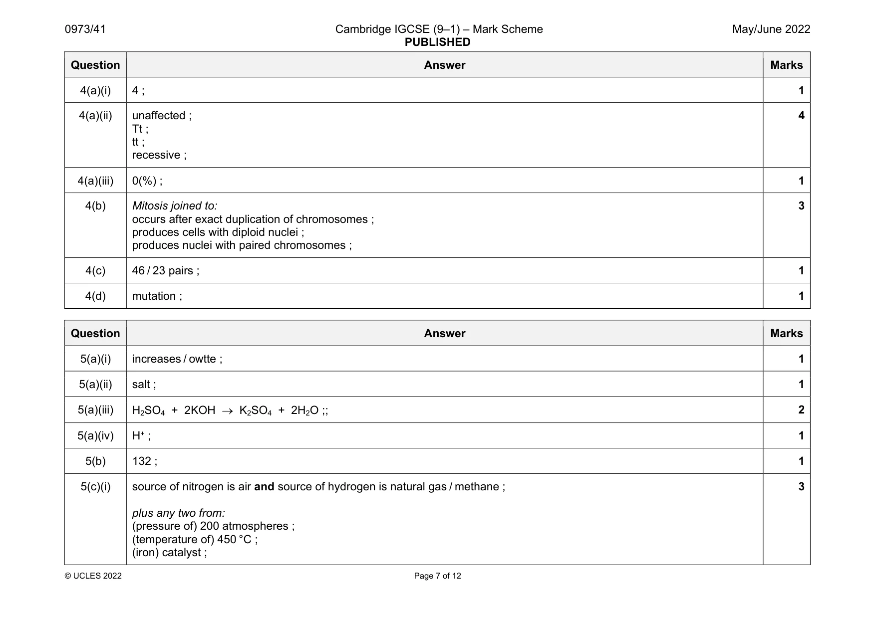 Mark scheme, page 7 of 12