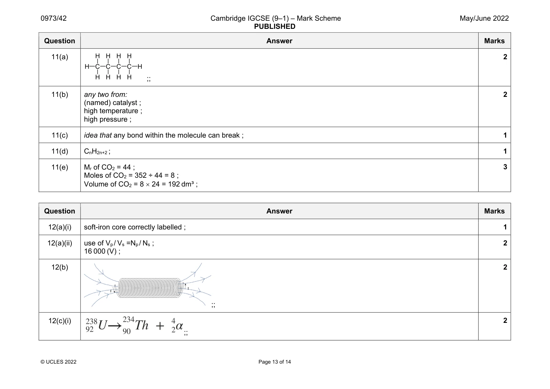 Mark scheme, page 13 of 14