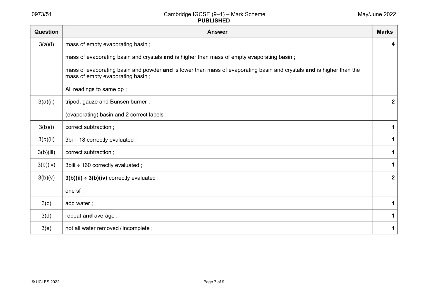 Mark scheme, page 7 of 9