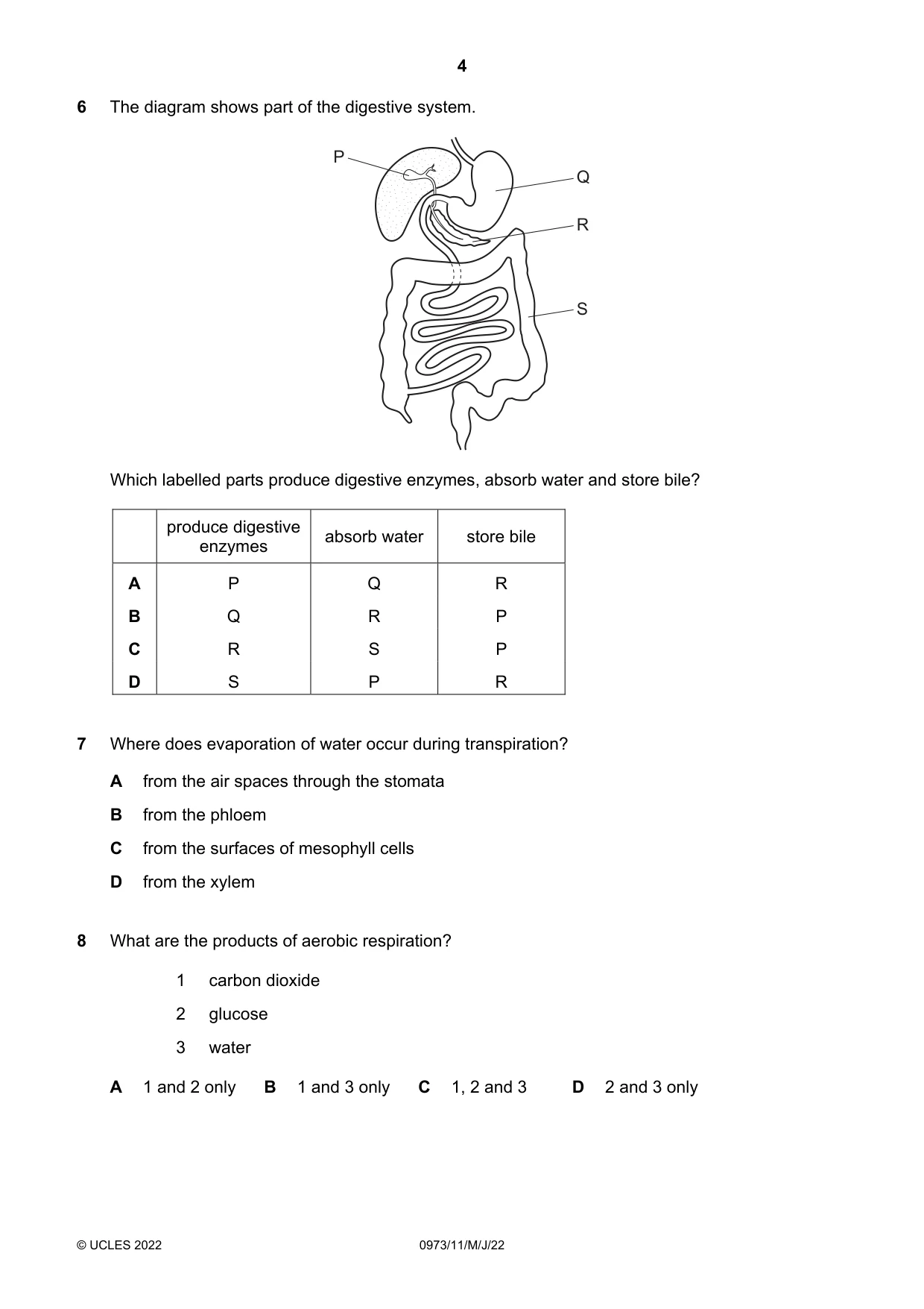 Cambridge IGCSE Sciences - Co-ordinated (9-1) 0973 2022 May/June Paper 1 · Variant 1 question paper, page 4 of 16