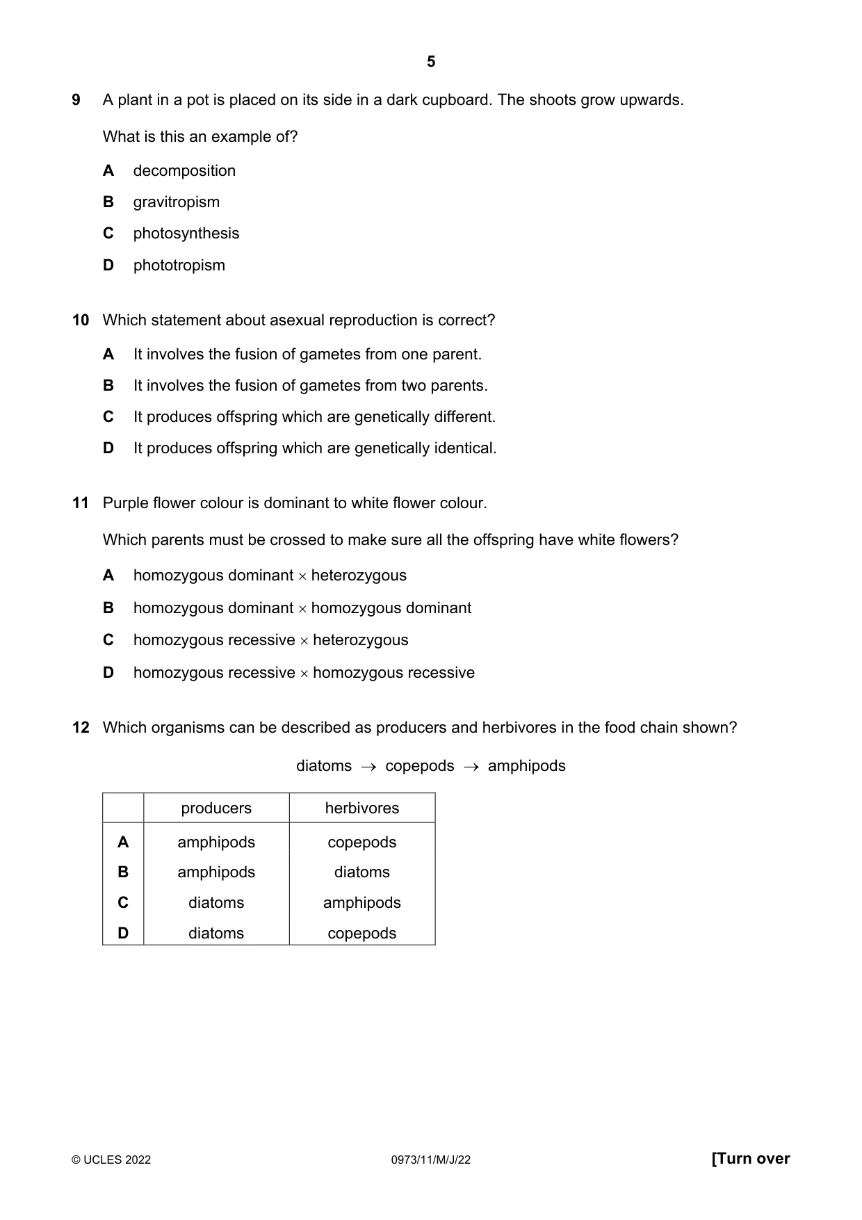 Cambridge IGCSE Sciences - Co-ordinated (9-1) 0973 2022 May/June Paper 1 · Variant 1 question paper, page 5 of 16