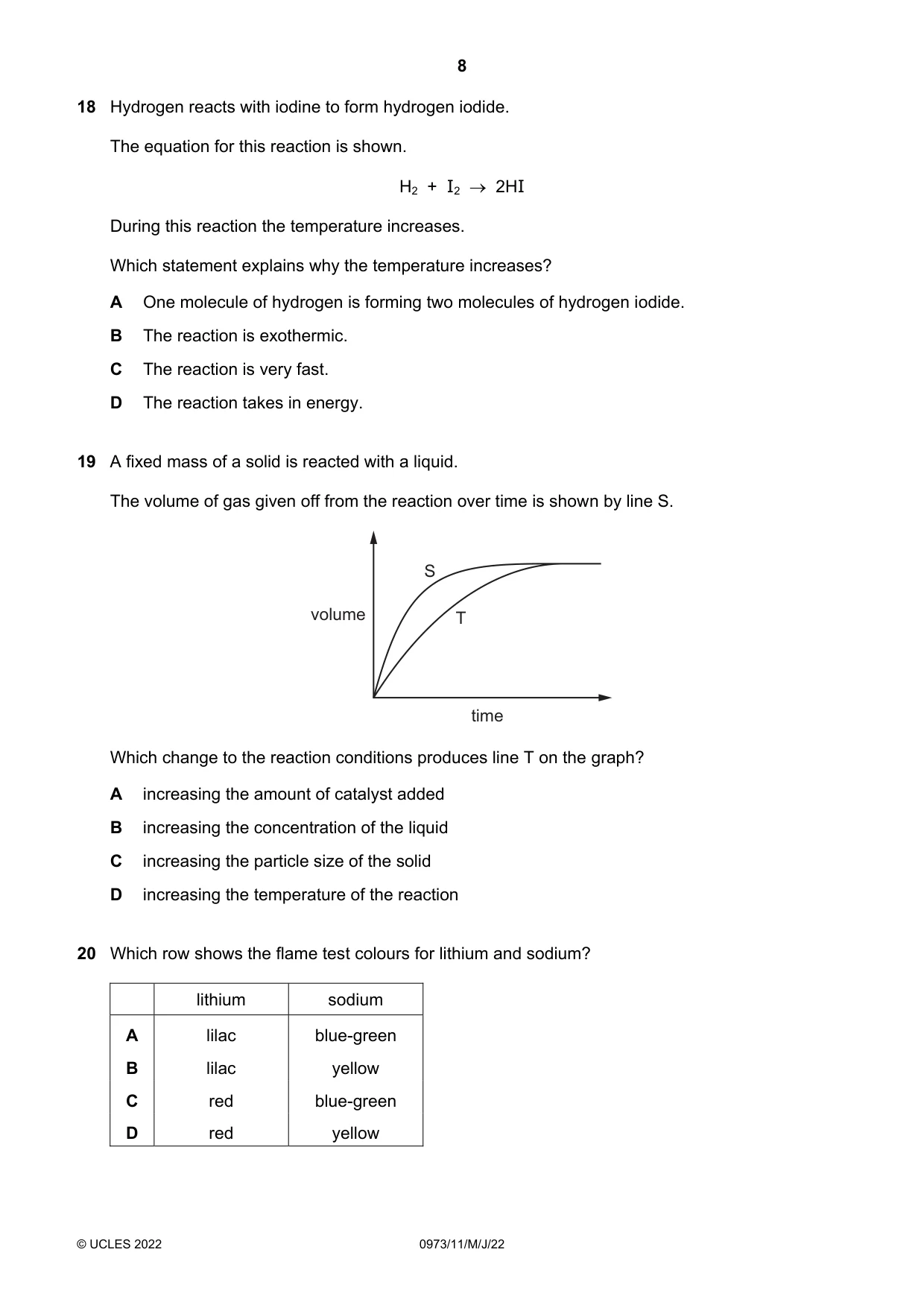 Cambridge IGCSE Sciences - Co-ordinated (9-1) 0973 2022 May/June Paper 1 · Variant 1 question paper, page 8 of 16