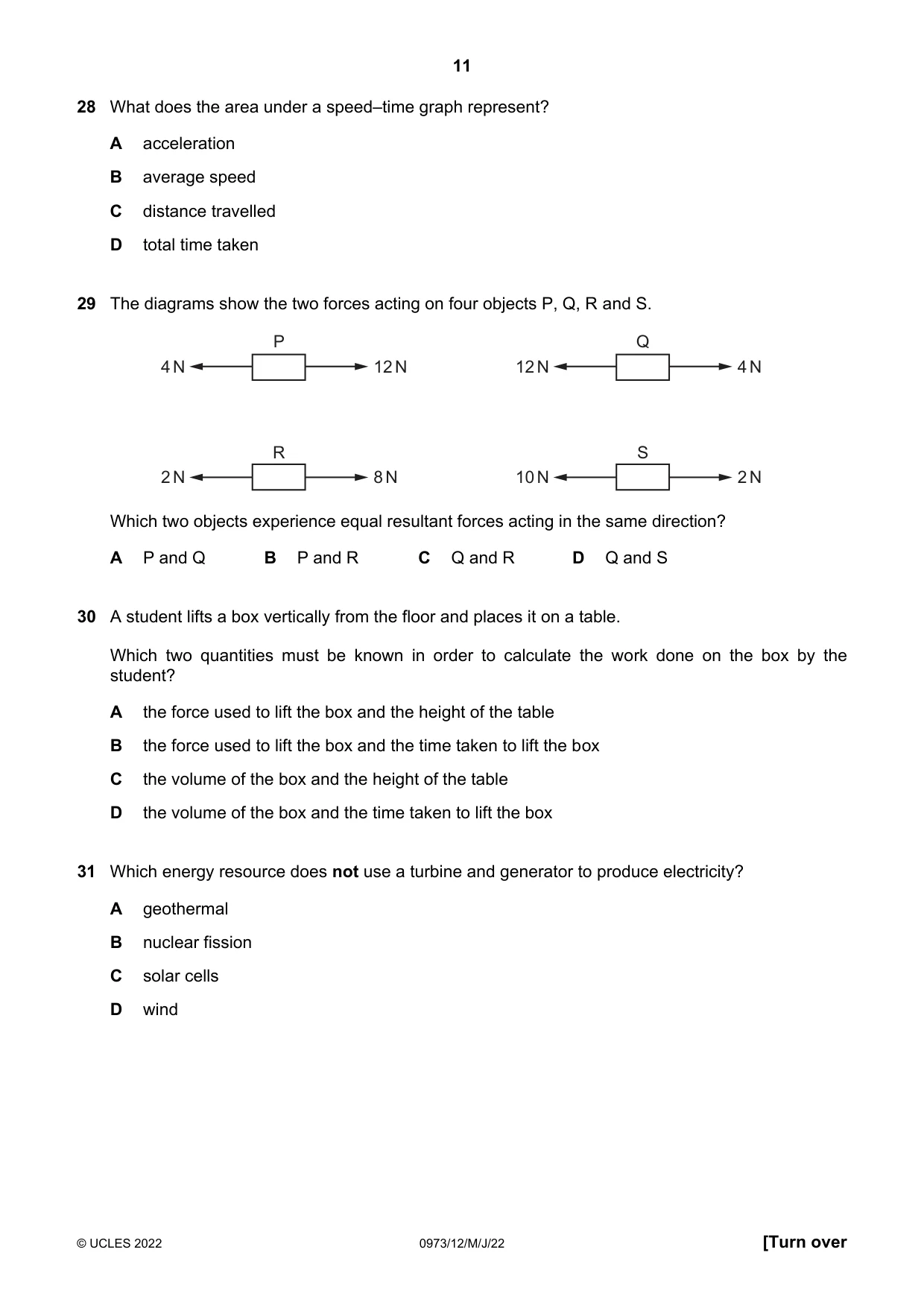 Cambridge IGCSE Sciences - Co-ordinated (9-1) 0973 2022 May/June Paper 1 · Variant 2 question paper, page 11 of 16