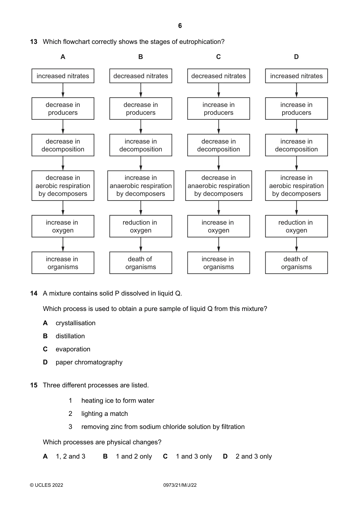 Cambridge IGCSE Sciences - Co-ordinated (9-1) 0973 2022 May/June Paper 2 · Variant 1 question paper, page 6 of 16