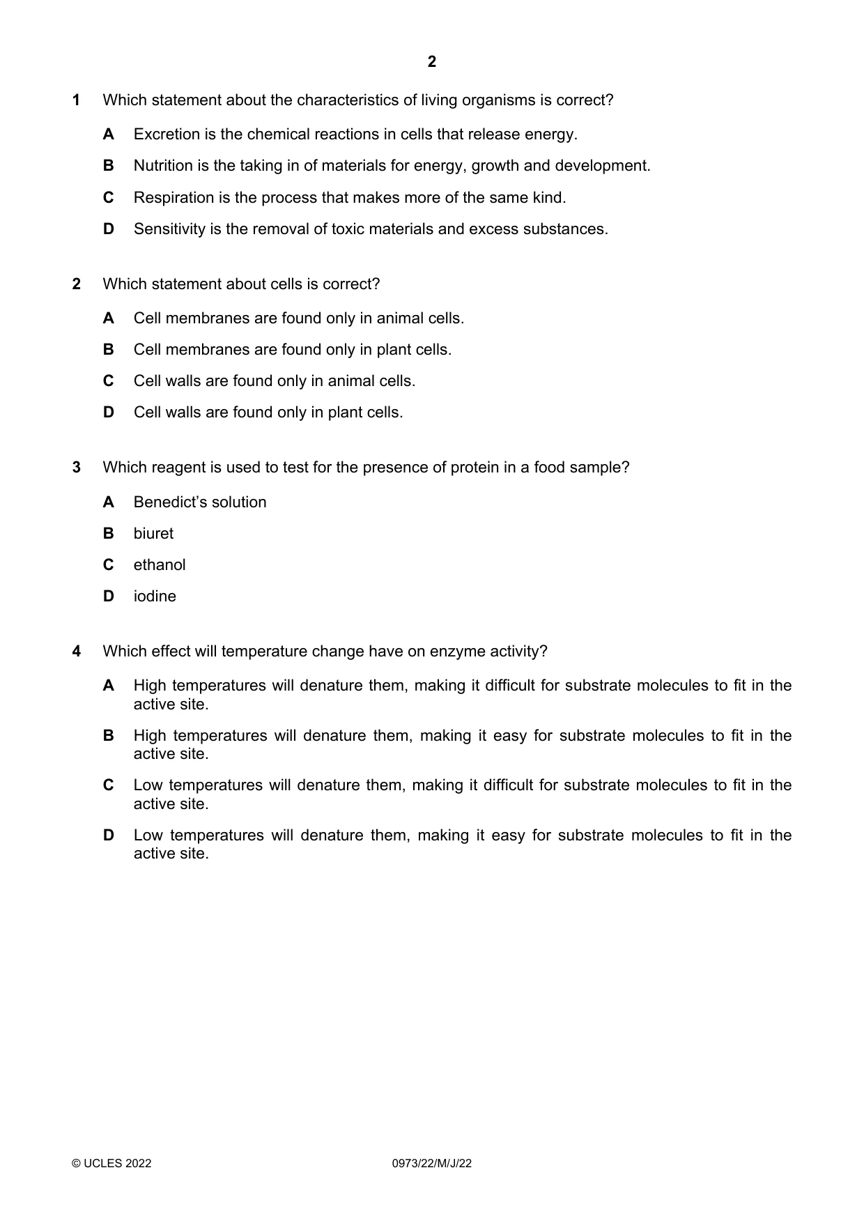 Cambridge IGCSE Sciences - Co-ordinated (9-1) 0973 2022 May/June Paper 2 · Variant 2 question paper, page 2 of 16