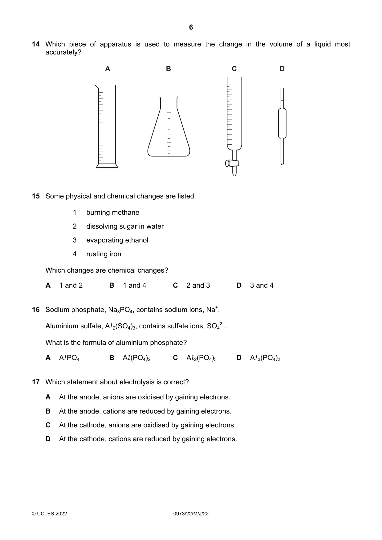 Cambridge IGCSE Sciences - Co-ordinated (9-1) 0973 2022 May/June Paper 2 · Variant 2 question paper, page 6 of 16