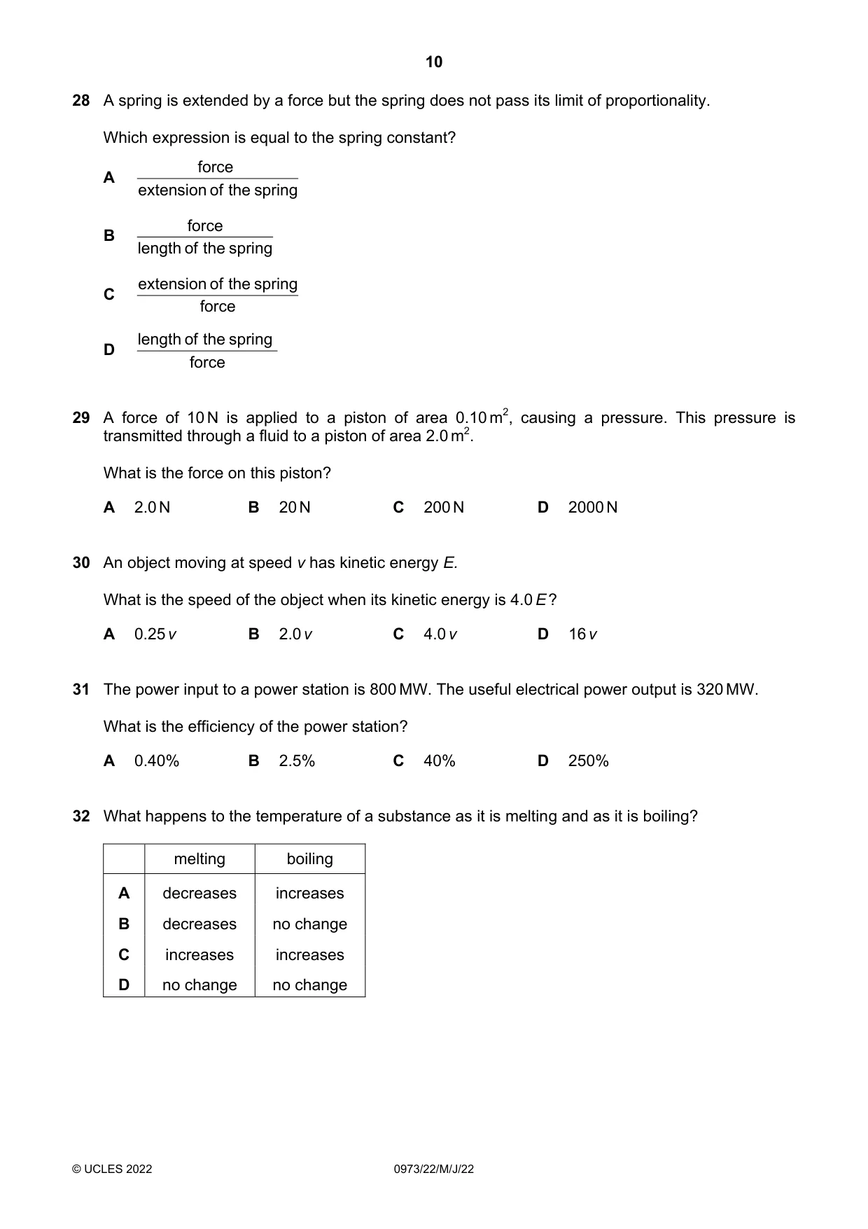 Cambridge IGCSE Sciences - Co-ordinated (9-1) 0973 2022 May/June Paper 2 · Variant 2 question paper, page 10 of 16