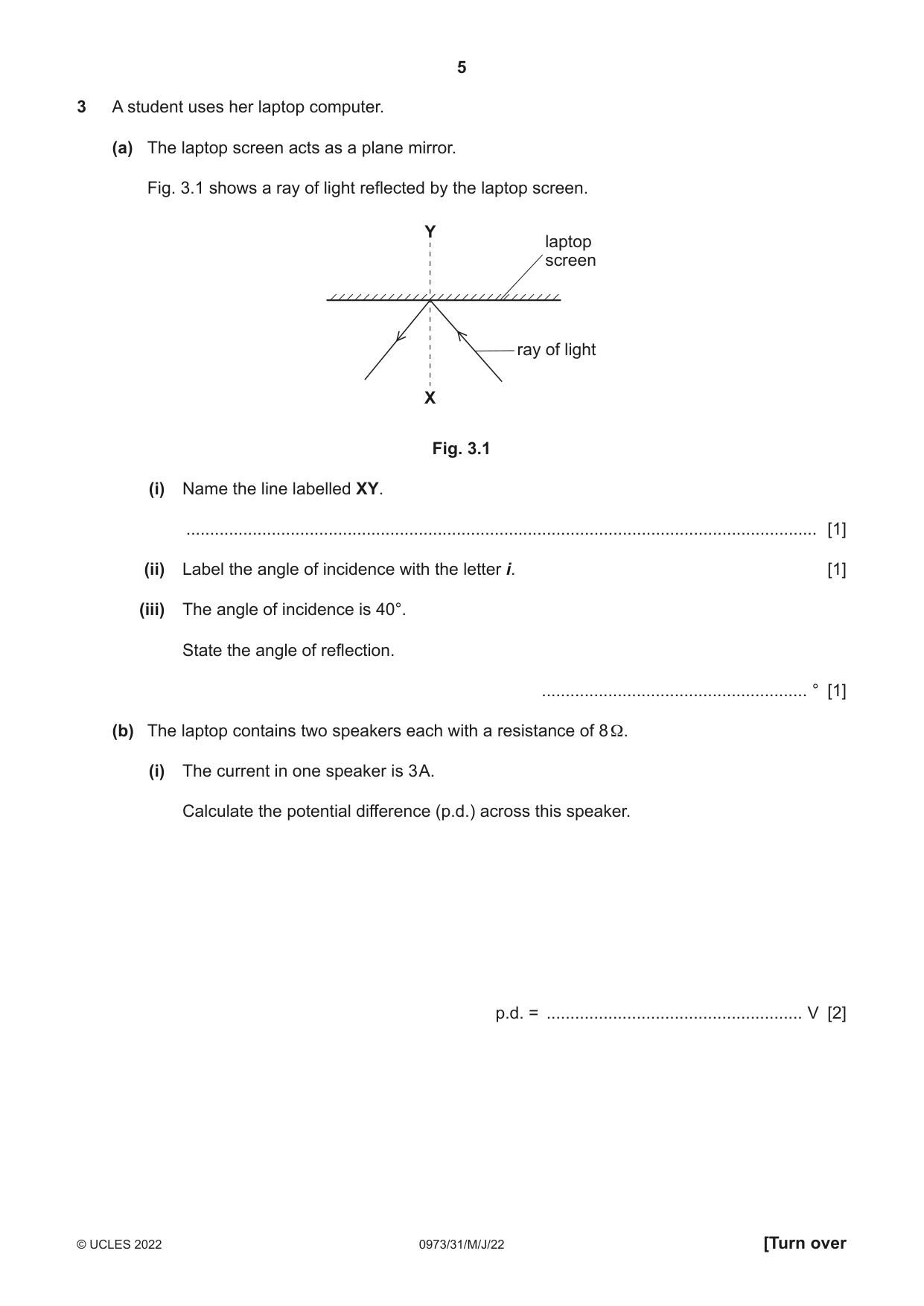 Cambridge IGCSE Sciences - Co-ordinated (9-1) 0973 2022 May/June Paper 3 · Variant 1 question paper, page 5 of 28