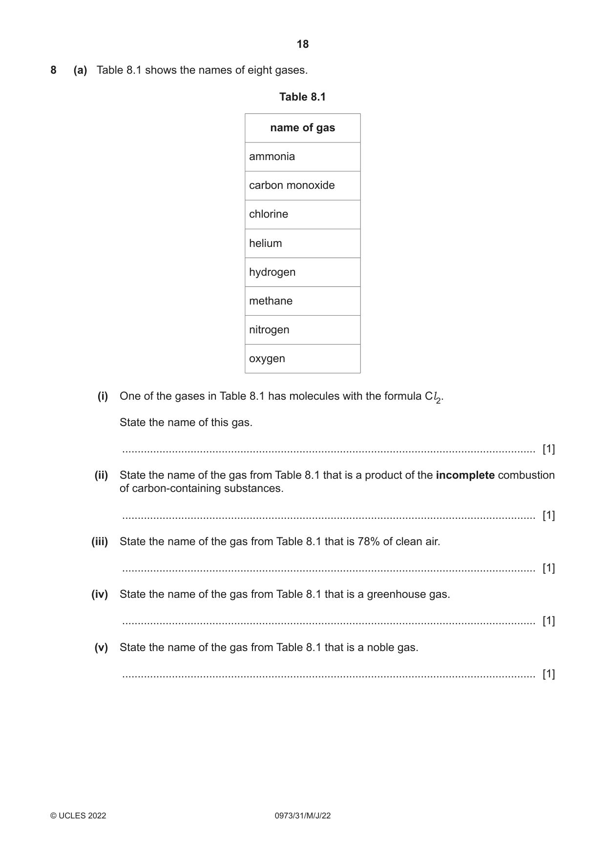 Cambridge IGCSE Sciences - Co-ordinated (9-1) 0973 2022 May/June Paper 3 · Variant 1 question paper, page 18 of 28