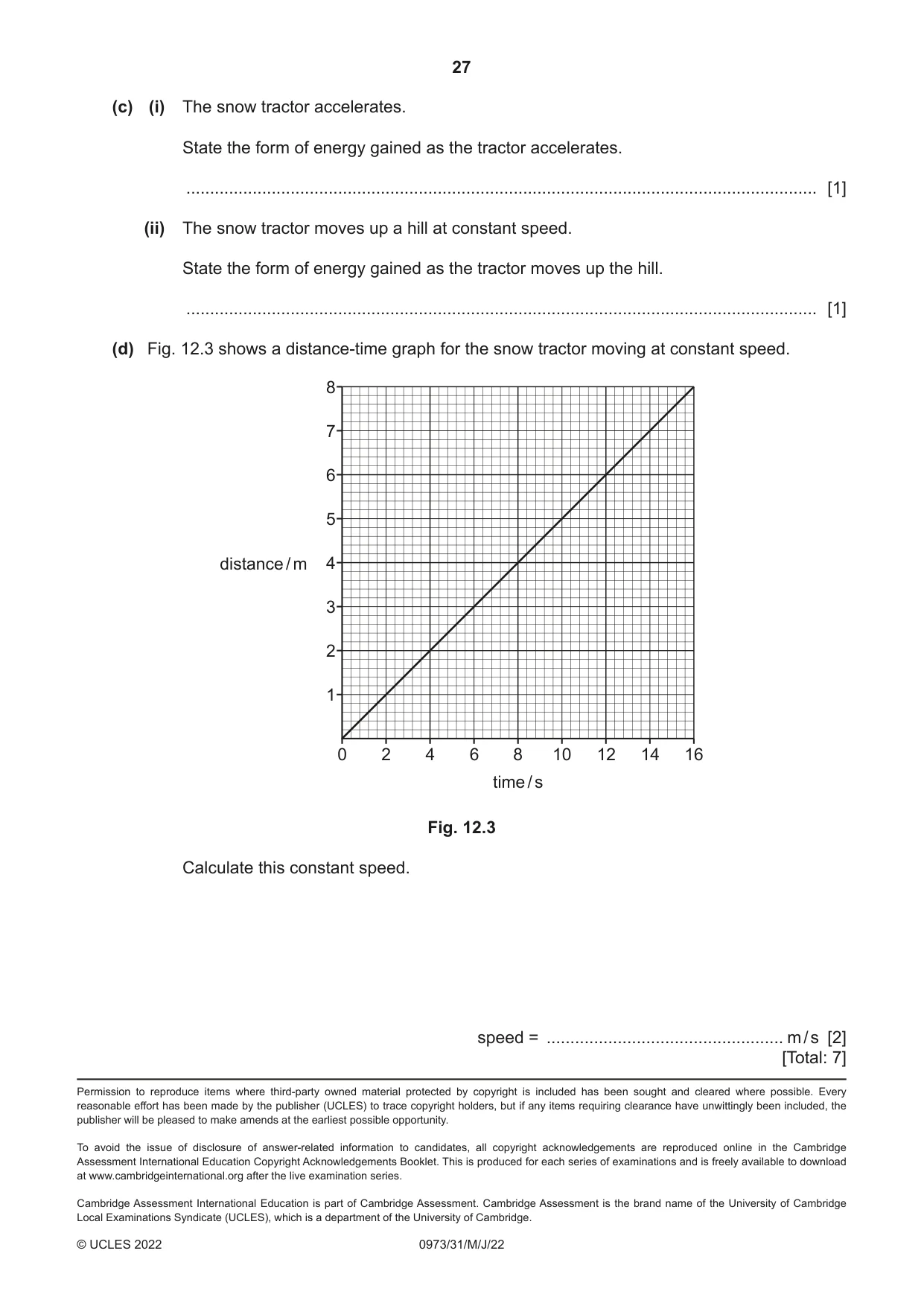 Cambridge IGCSE Sciences - Co-ordinated (9-1) 0973 2022 May/June Paper 3 · Variant 1 question paper, page 27 of 28