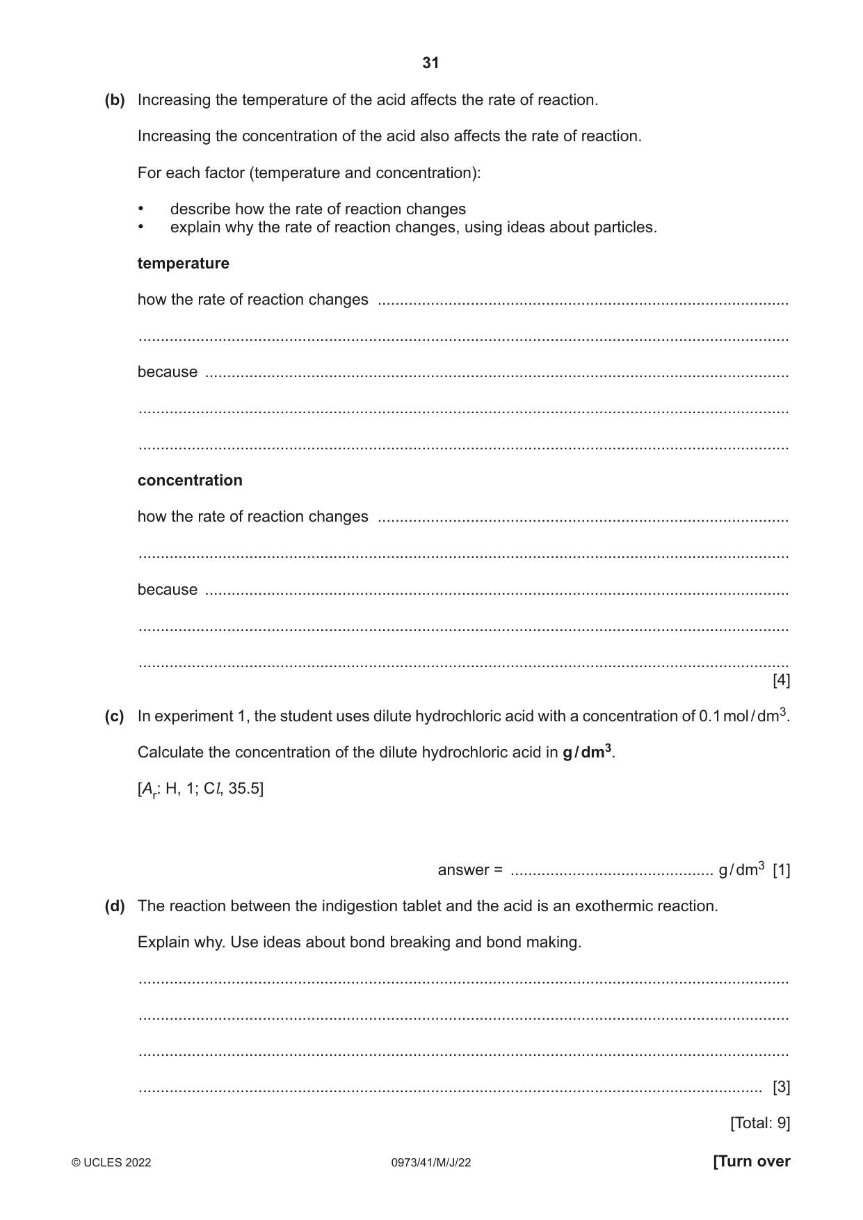 Cambridge IGCSE Sciences - Co-ordinated (9-1) 0973 2022 May/June Paper 4 · Variant 1 question paper, page 31 of 36