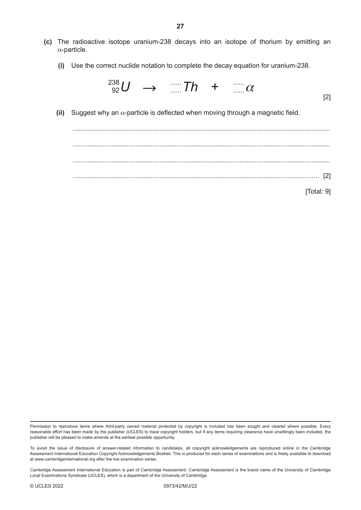Cambridge IGCSE Sciences - Co-ordinated (9-1) 0973 2022 May/June Paper 4 · Variant 2 question paper, page 27 of 28