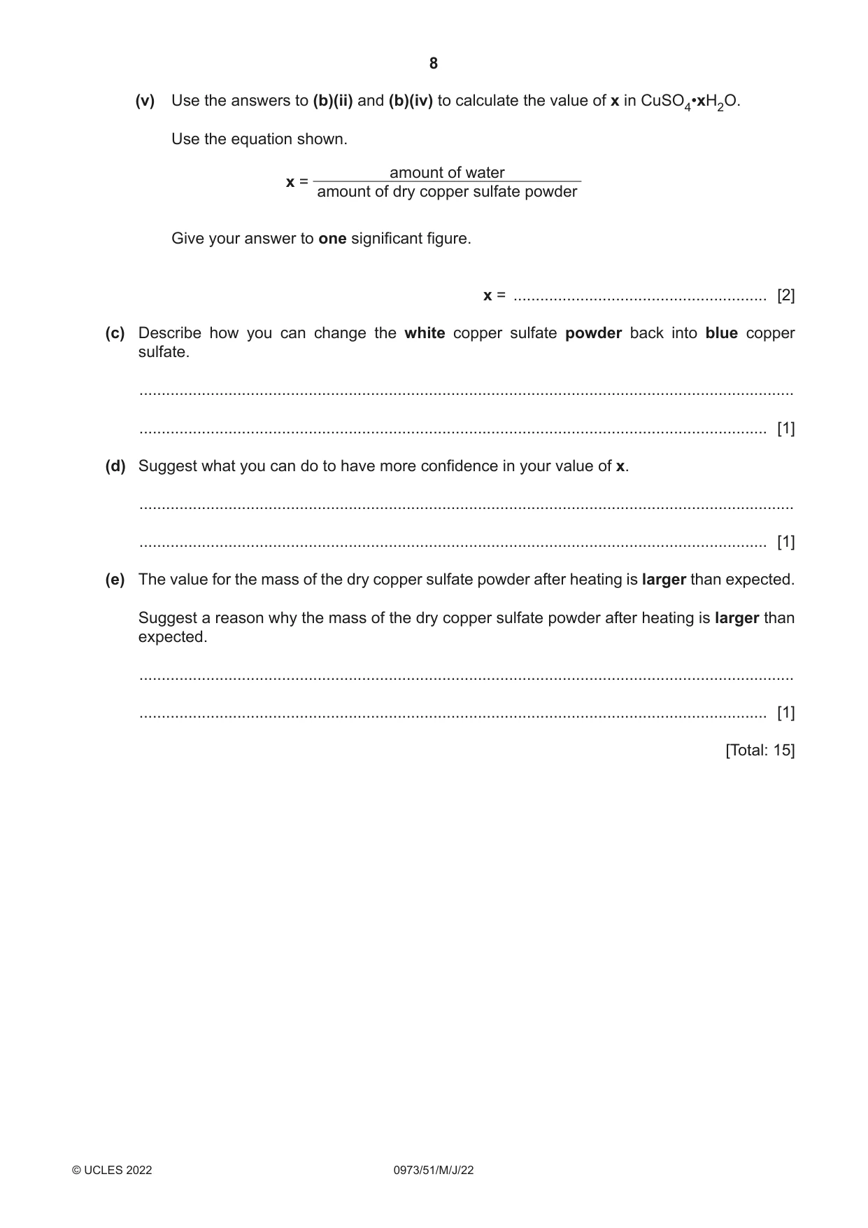 Cambridge IGCSE Sciences - Co-ordinated (9-1) 0973 2022 May/June Paper 5 · Variant 1 question paper, page 8 of 16