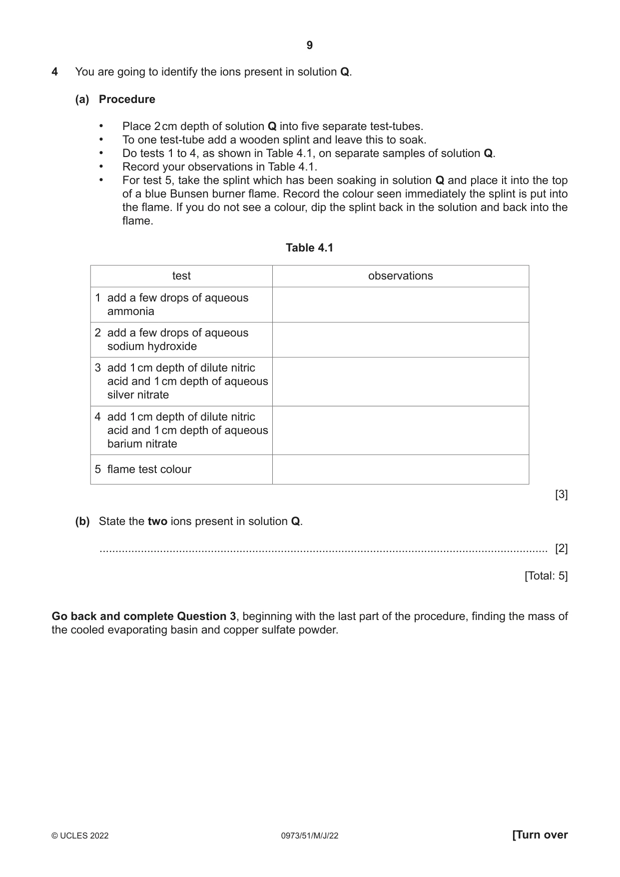 Cambridge IGCSE Sciences - Co-ordinated (9-1) 0973 2022 May/June Paper 5 · Variant 1 question paper, page 9 of 16