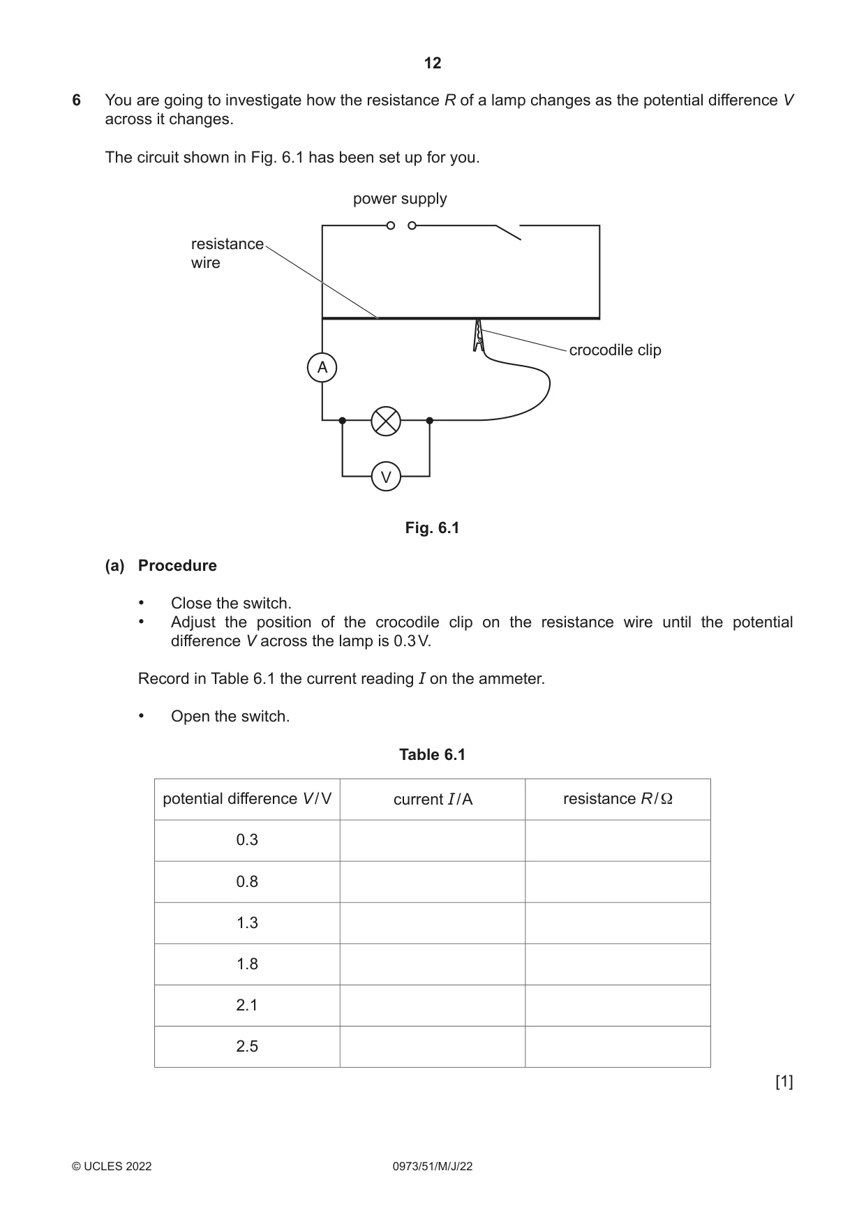 Cambridge IGCSE Sciences - Co-ordinated (9-1) 0973 2022 May/June Paper 5 · Variant 1 question paper, page 12 of 16