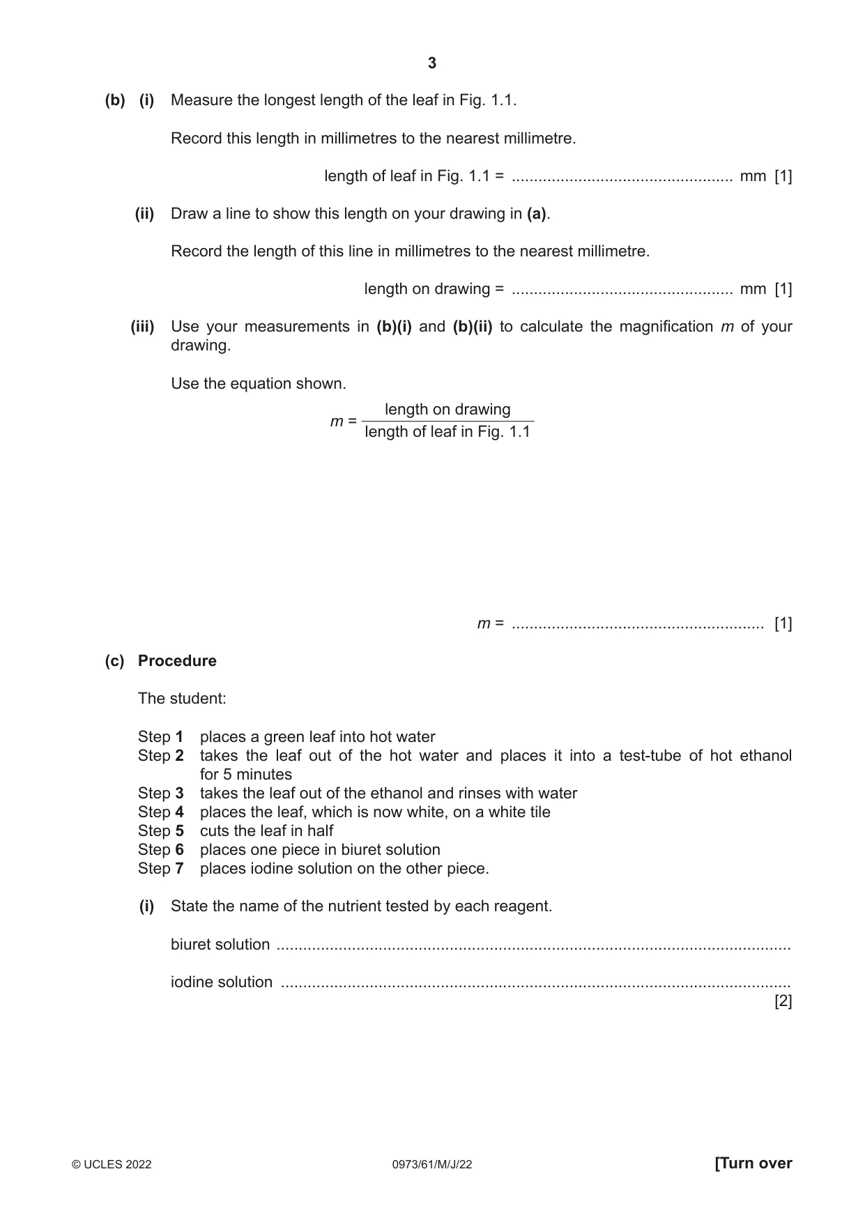 Cambridge IGCSE Sciences - Co-ordinated (9-1) 0973 2022 May/June Paper 6 · Variant 1 question paper, page 3 of 20