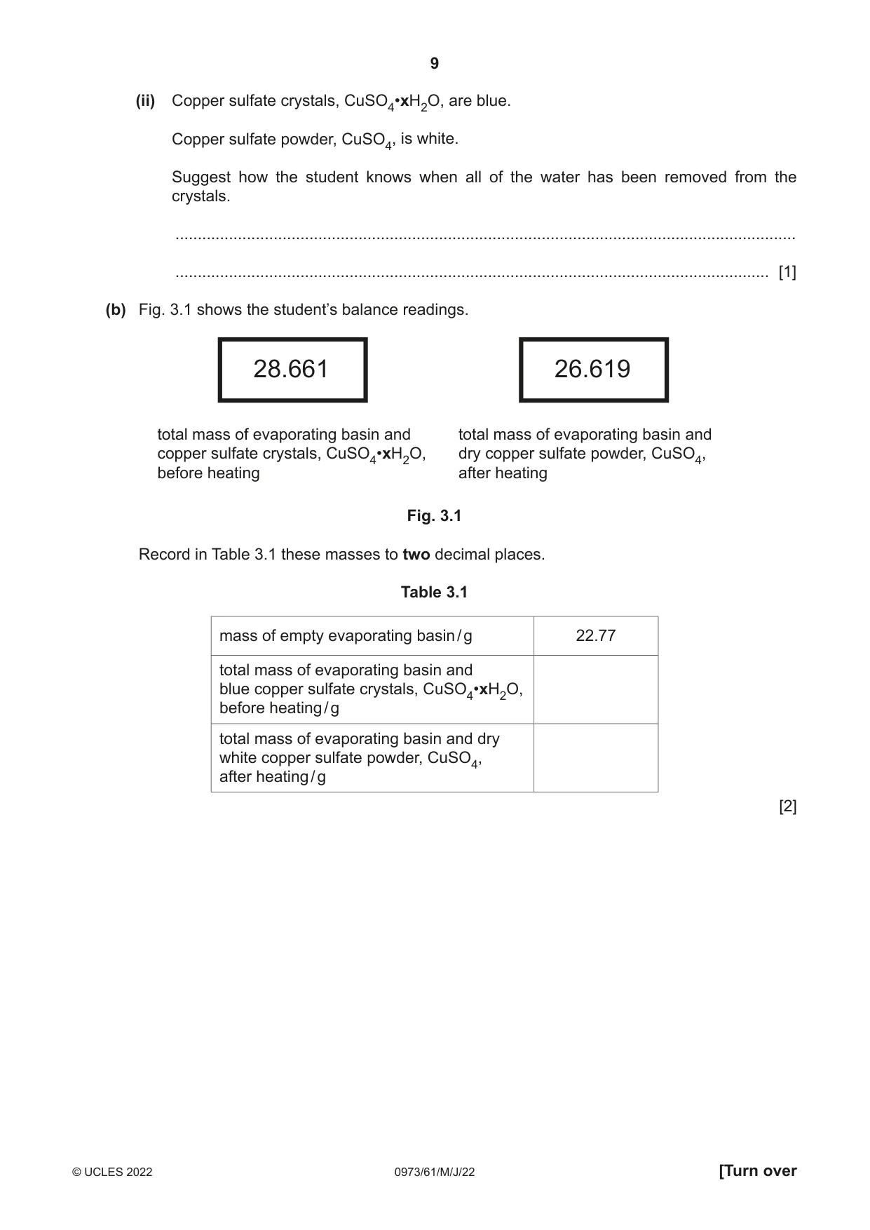 Cambridge IGCSE Sciences - Co-ordinated (9-1) 0973 2022 May/June Paper 6 · Variant 1 question paper, page 9 of 20