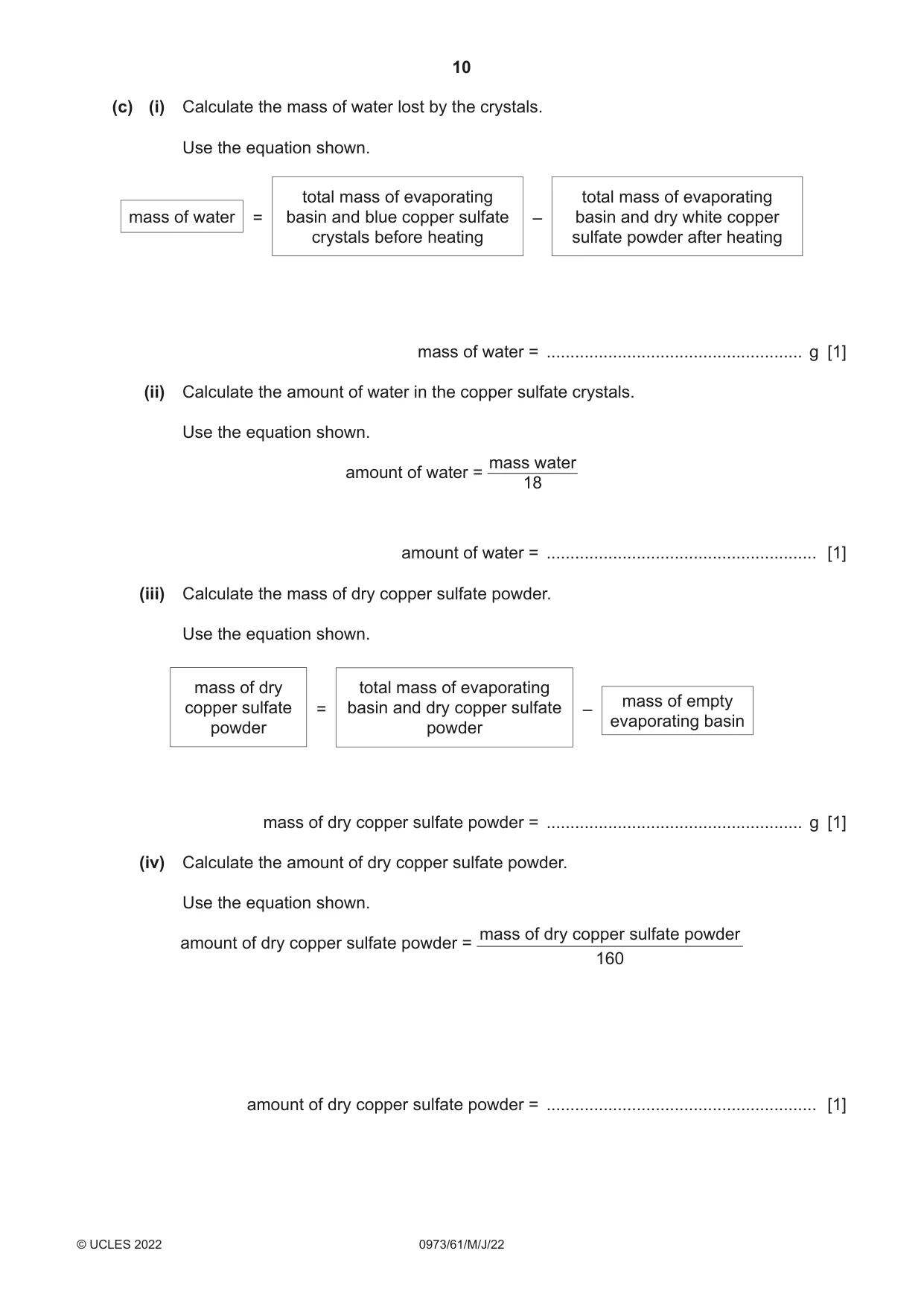 Cambridge IGCSE Sciences - Co-ordinated (9-1) 0973 2022 May/June Paper 6 · Variant 1 question paper, page 10 of 20