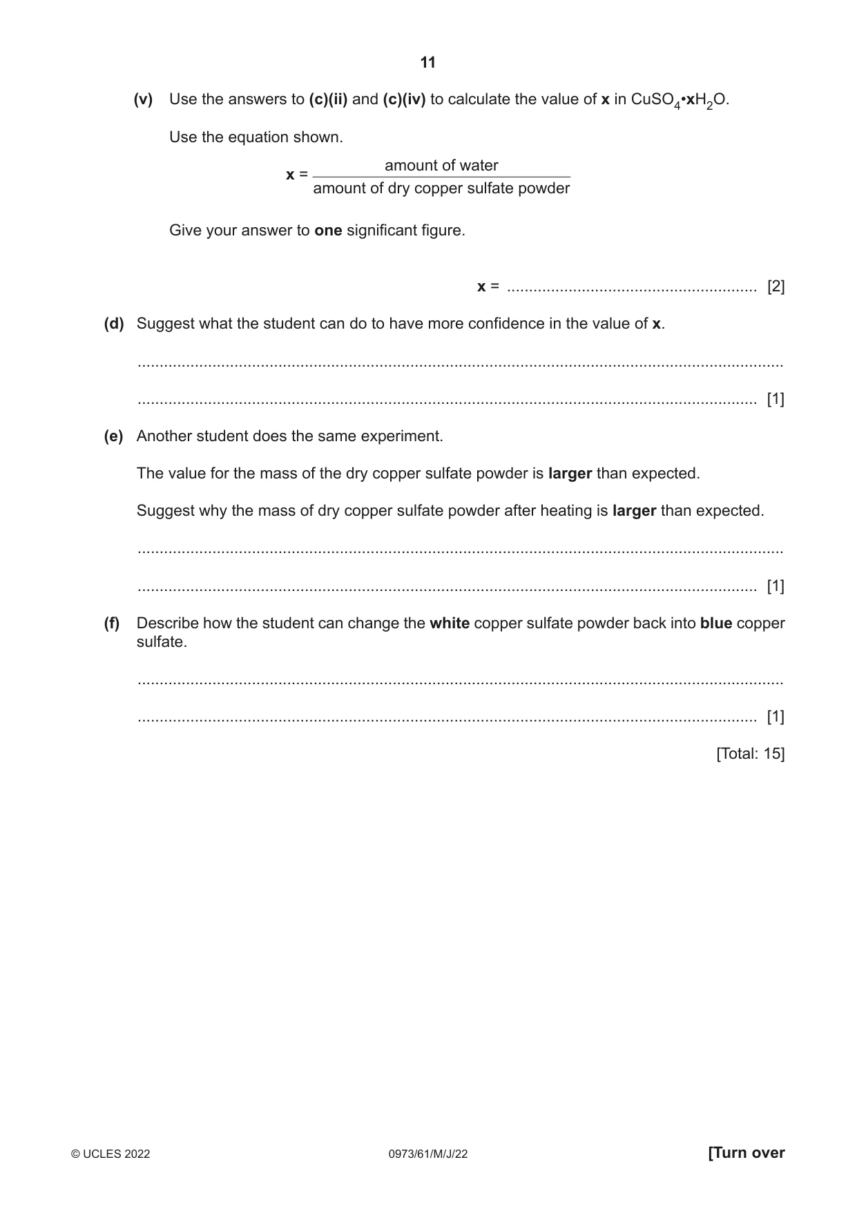 Cambridge IGCSE Sciences - Co-ordinated (9-1) 0973 2022 May/June Paper 6 · Variant 1 question paper, page 11 of 20
