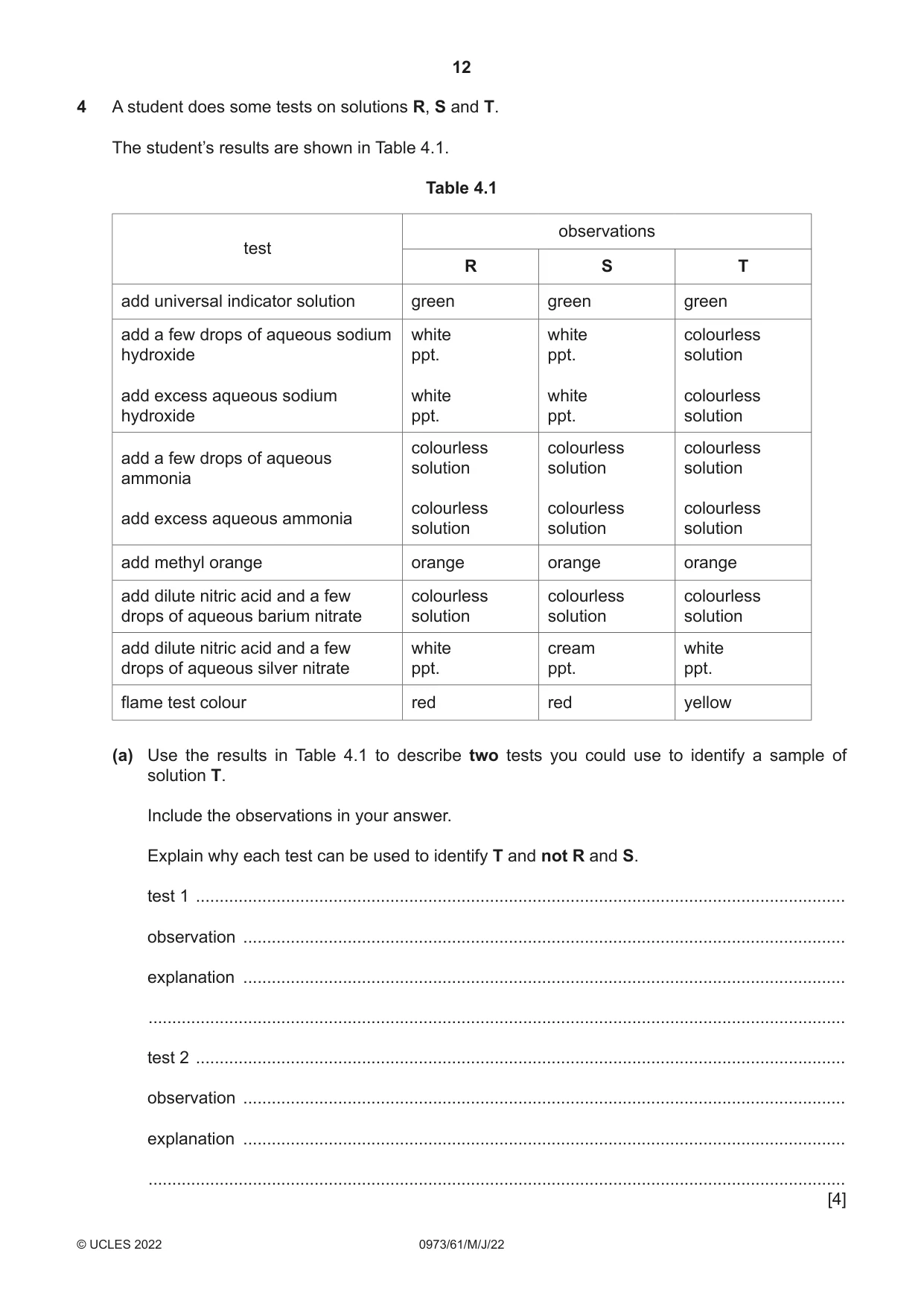 Cambridge IGCSE Sciences - Co-ordinated (9-1) 0973 2022 May/June Paper 6 · Variant 1 question paper, page 12 of 20
